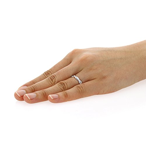 14K White Gold CZ Pave Twisted Wedding Band Ring for Women - Size 5 to 9 - Elegant Bridal Jewelry for Engagement, Anniversary & Special Occasions