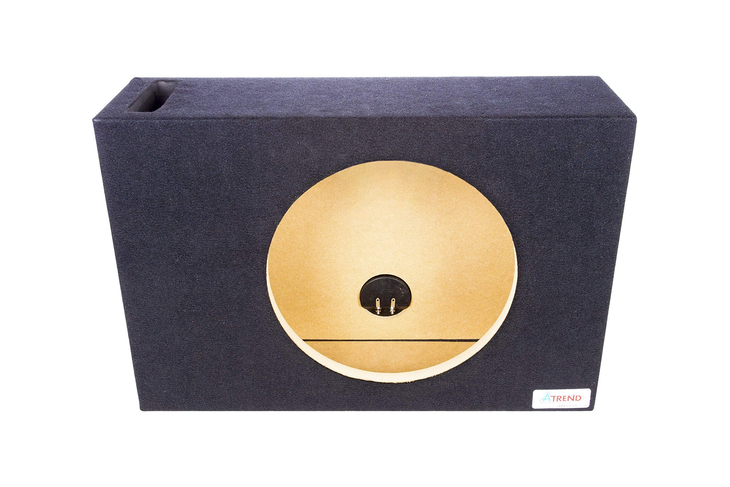 Atrend Bbox 12 Inch Single Vented Car Subwoofer Box - Pro Audio Tuned Enclosure for Enhanced Bass & Sound Quality - Premium Subwoofer Box with Nickel Finish Terminals - Perfect for Car Audio Systems & Bass Enthusiasts