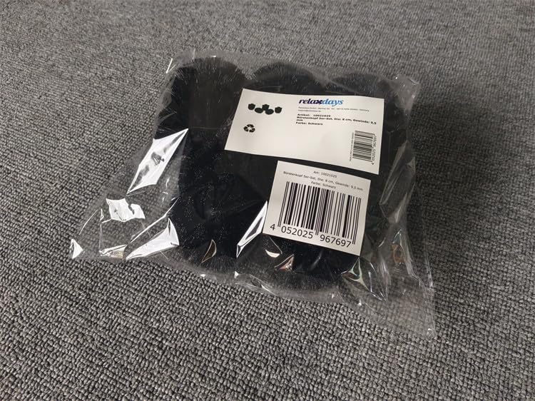 5-Pack Toilet Brush Replacement Heads - 9.5mm Thread, 8cm Diameter, Black (8x8x9cm) - Perfect for Bathroom Cleaning & Sanitizing