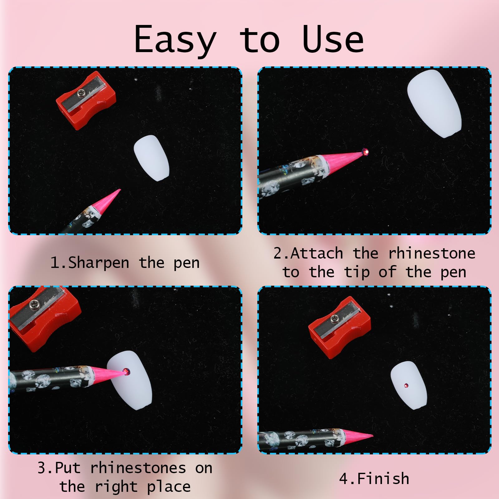 4 Pcs Rhinestone Picker Tool Set - Self Adhesive Wax Pencil & Gem Picker Pen with Sharpener - Perfect for DIY Nail Art, Jewelry Making, and Crafting Projects