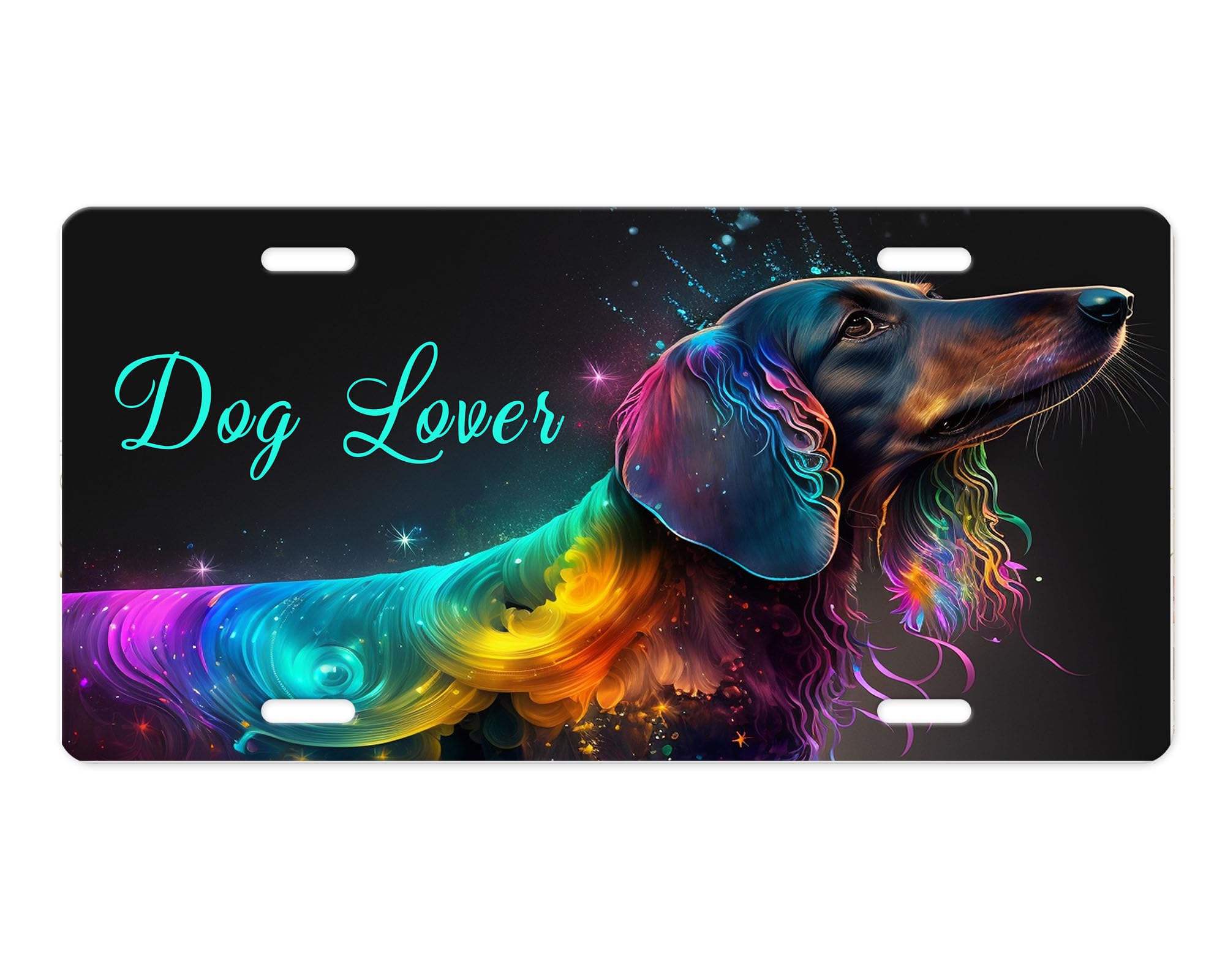 Dog Vanity Aluminum Front License Plate for Cars - Cute Neon Dog Design for Pet Lovers | Perfect for Car Decoration & Dog Enthusiasts