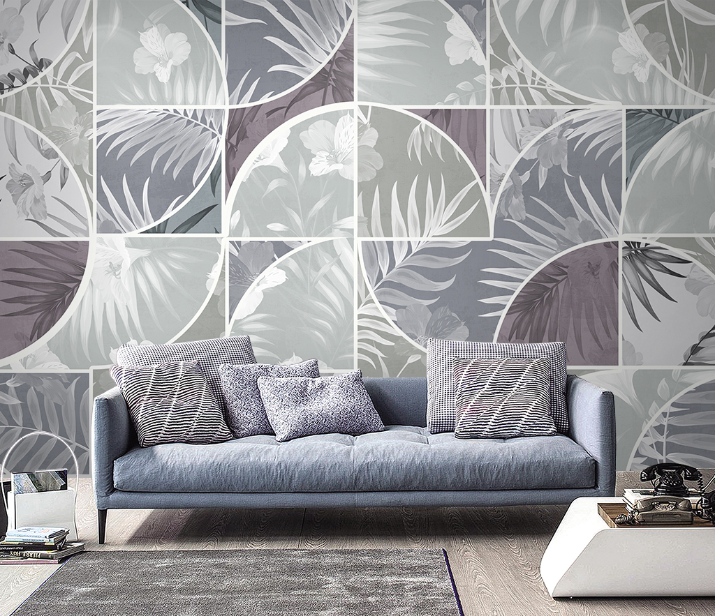 Modern Geometric Leaf Pattern Wallpaper Murals - Self-Adhesive Peel & Stick Wall Decor for Living Room, Bedroom, Office