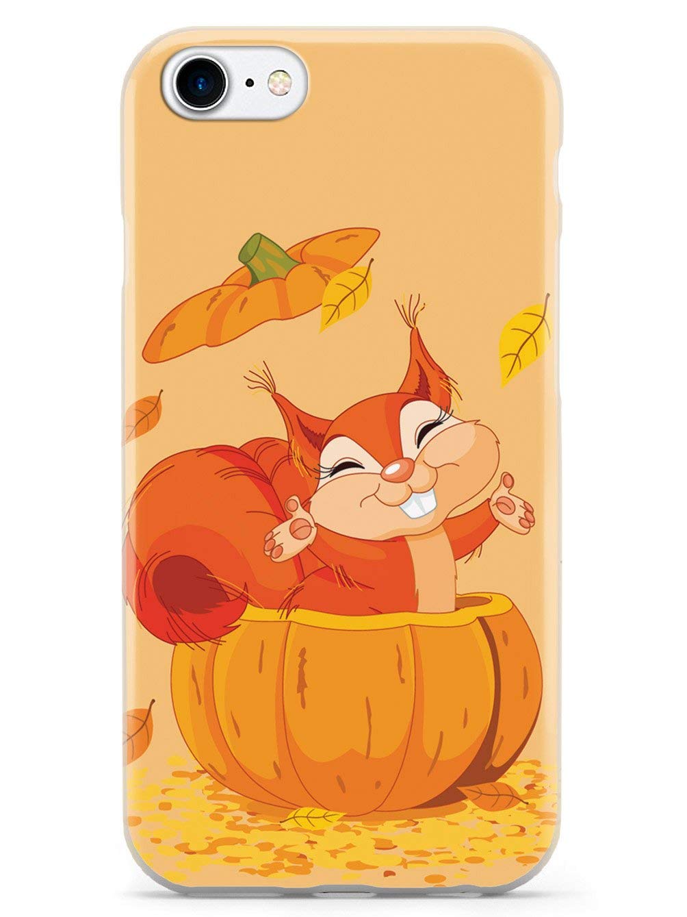 3D Textured Protective Phone Case for Apple iPhone 8 - Pumpkin Squirrel Design - Shockproof & Scratch Resistant Cover - Perfect for Fall Season & Outdoor Activities