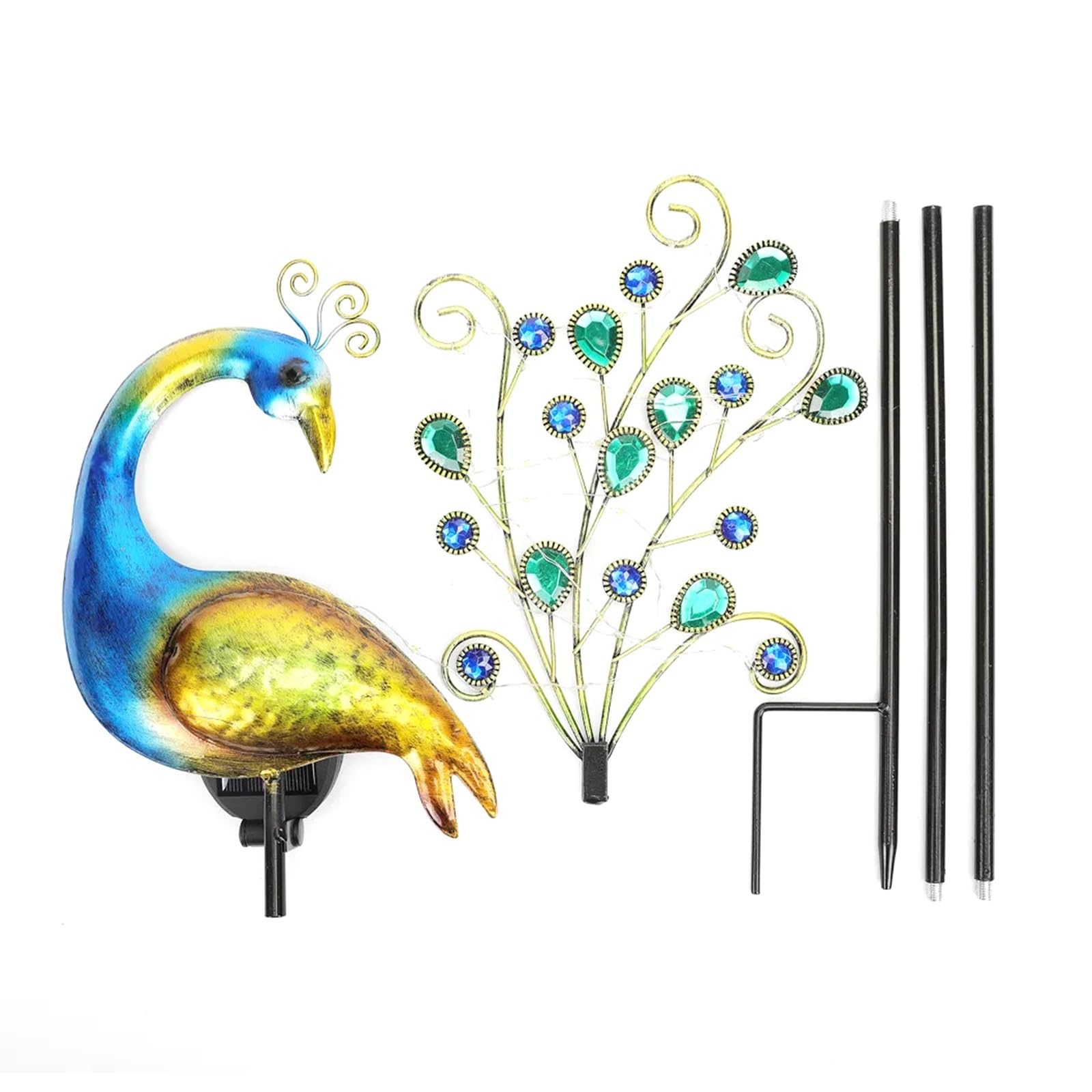 Solar Peacock Lights Outdoor - Metal Peacock Statue Figurine for Lawn, Yard & Garden Decoration - Weatherproof Landscape Sculpture with Solar LED Lighting - Perfect for Patio, Pathway & Backyard Ambiance