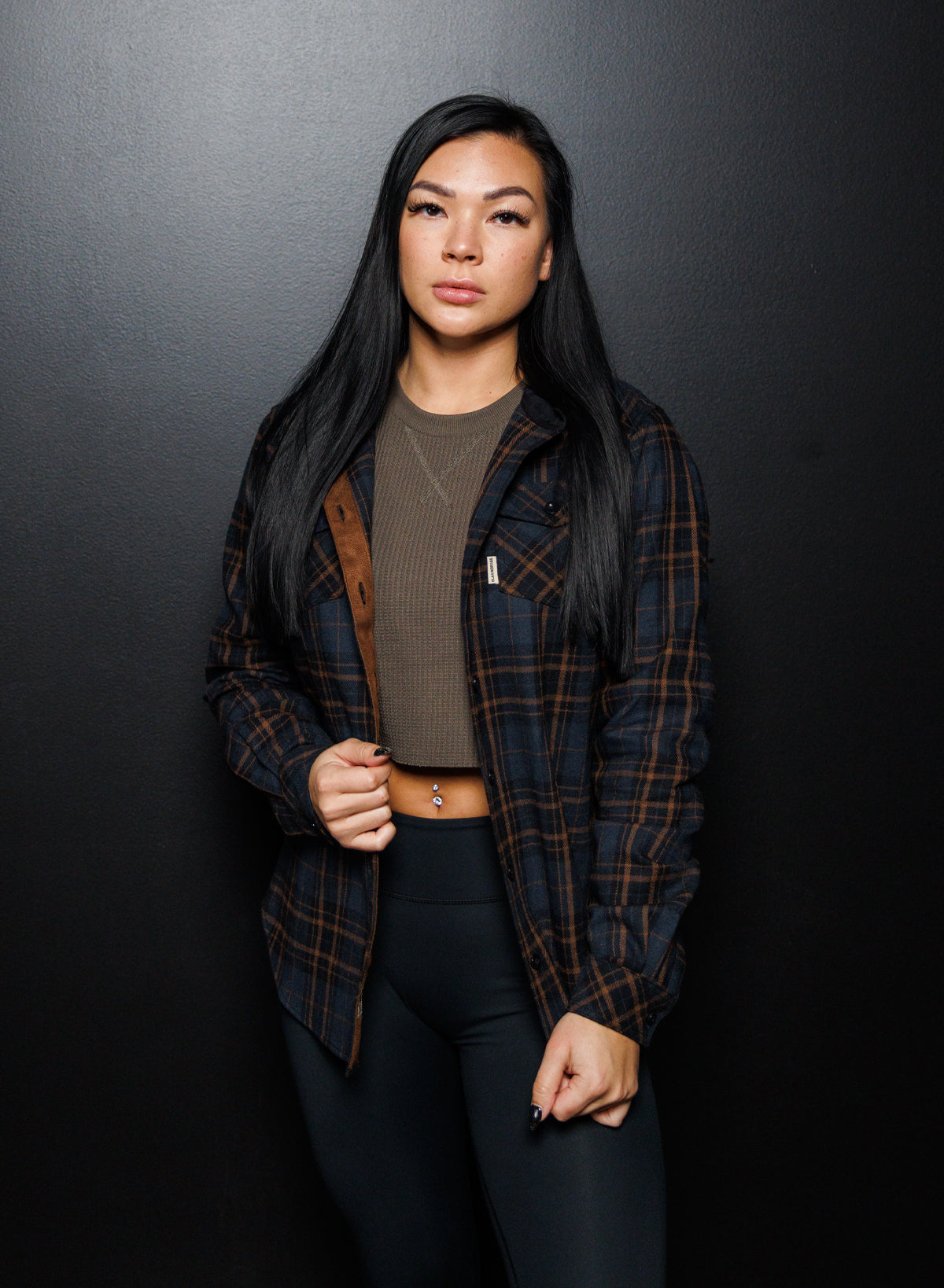 Women's Hooded Forever Flannel Shirt - Navy Blue Plaid Warm Cozy Long Sleeve Shirt for Fall & Winter - Perfect for Casual Outfits, Outdoor Activities, and Layering