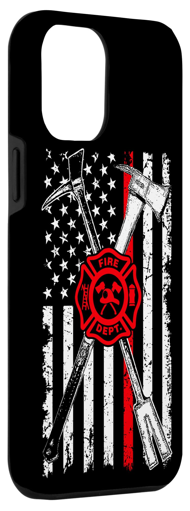 iPhone 12 Pro Max Case - Patriotic Firefighter Design with Axe & Halligan Thin Line Red - Perfect for First Responders & Emergency Professionals