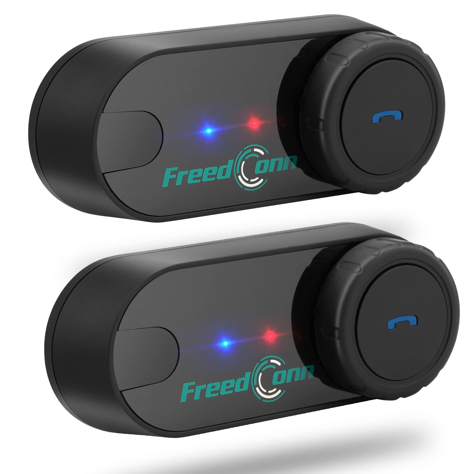 FreedConn TCOM VB Motorcycle Bluetooth Headset - Helmet Communication System with Music Sharing, Universal Pairing & 800M Range for 2-3 Riders (2 Pack) - Perfect for Group Rides, Touring & Adventure Motorcycling