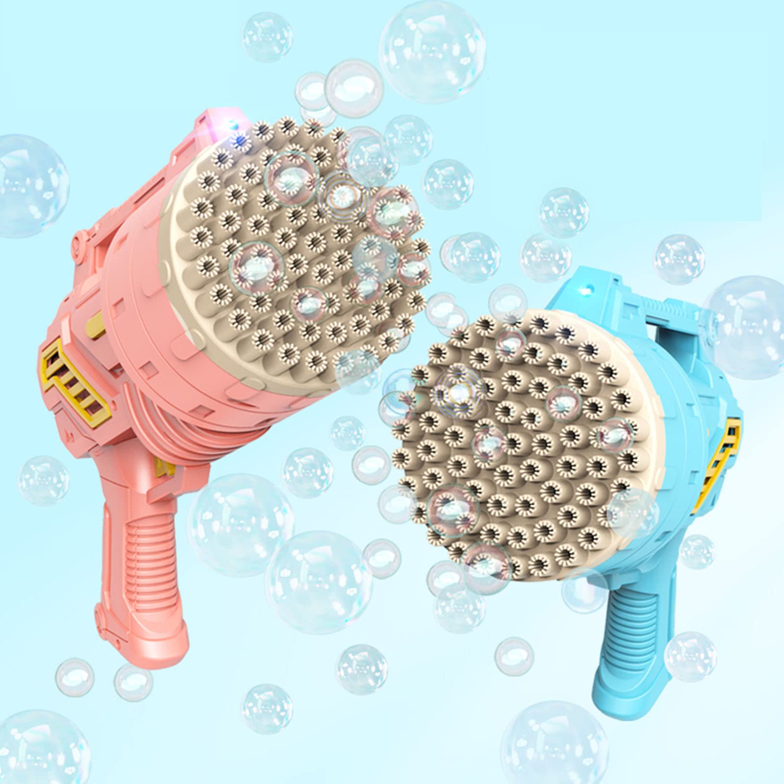 2022 Upgraded 69-Hole Automatic Bubble Blaster with LED Lights - Electric Bubble Machine Gun for Weddings, Parties, TikTok Videos, Kids & Adults Outdoor Play (Blue) - Perfect for Birthday Celebrations, Backyard Fun and Social Media Content Creation