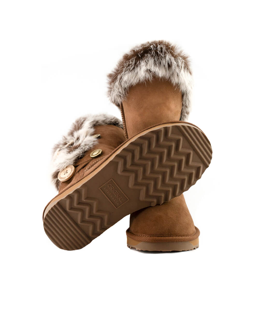 Men's UGG Classic Rabbit Fur Slippers - Cozy Winter Indoor/Outdoor House Shoes for Men