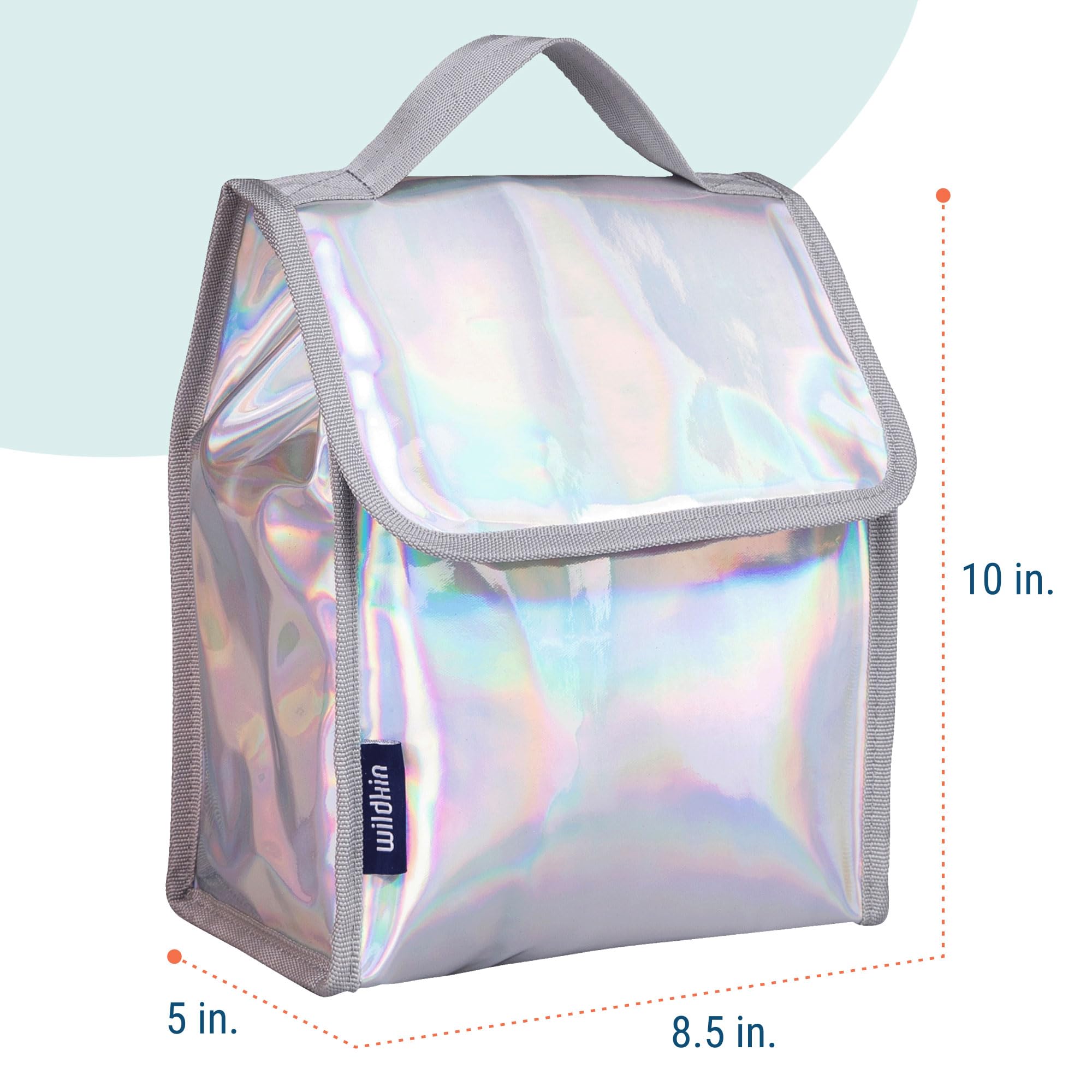 Wildkin Kids Insulated Lunch Bag - Reusable Thermal Lunch Box for School, Work & Travel - Keeps Food Hot/Cold for Hours - Perfect for Picnics, Hiking & Daily Meals - Holographic Design