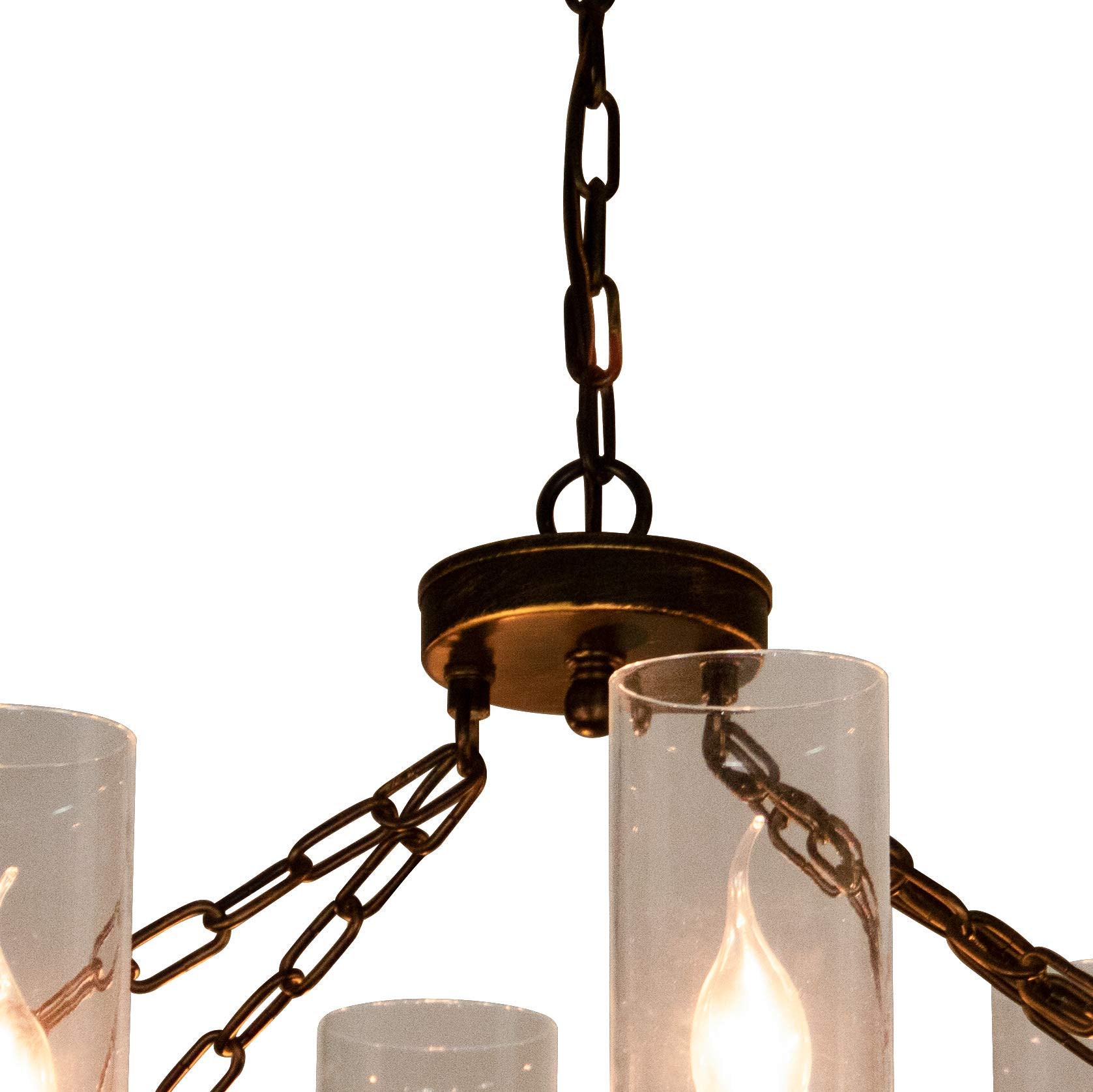 8-Light Kitchen Island Chandelier with Glass Shades - Adjustable Chain Length for Dining Room, Foyer, Entryway - Perfect for Modern Farmhouse, Rustic Home Decor & Kitchen Lighting
