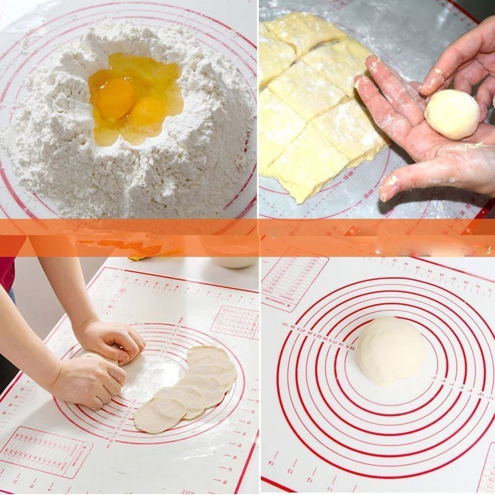 Non-Slip Silicone Pastry Mat - Thick Non-Stick Baking Mat for Rolling Dough, Pie Crust, Pizza & Cookies - Easy Clean Kneading Mat - Perfect for Home Bakers & Professional Chefs