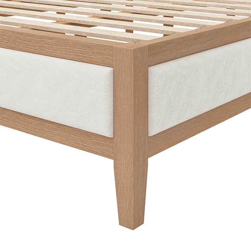Sabina Upholstered Platform Bed with Adjustable Headboard - Solid Wood Frame Queen Size Bed - Perfect for Modern Bedroom, Guest Room & Master Suite