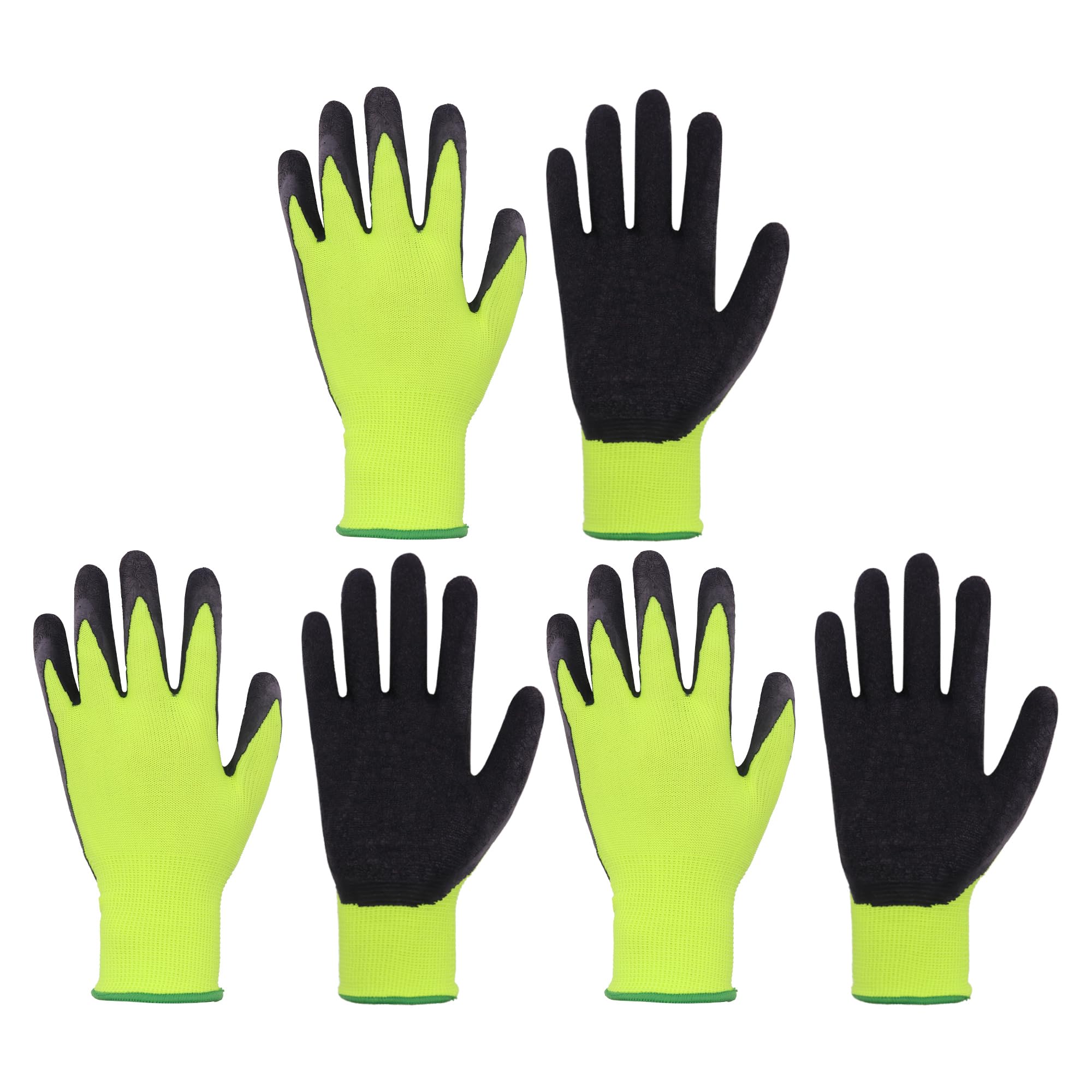 Kids Gardening Gloves 3 Pairs - Age 3-12, Rubber Work Gloves for Boys & Girls - Outdoor Play & Planting