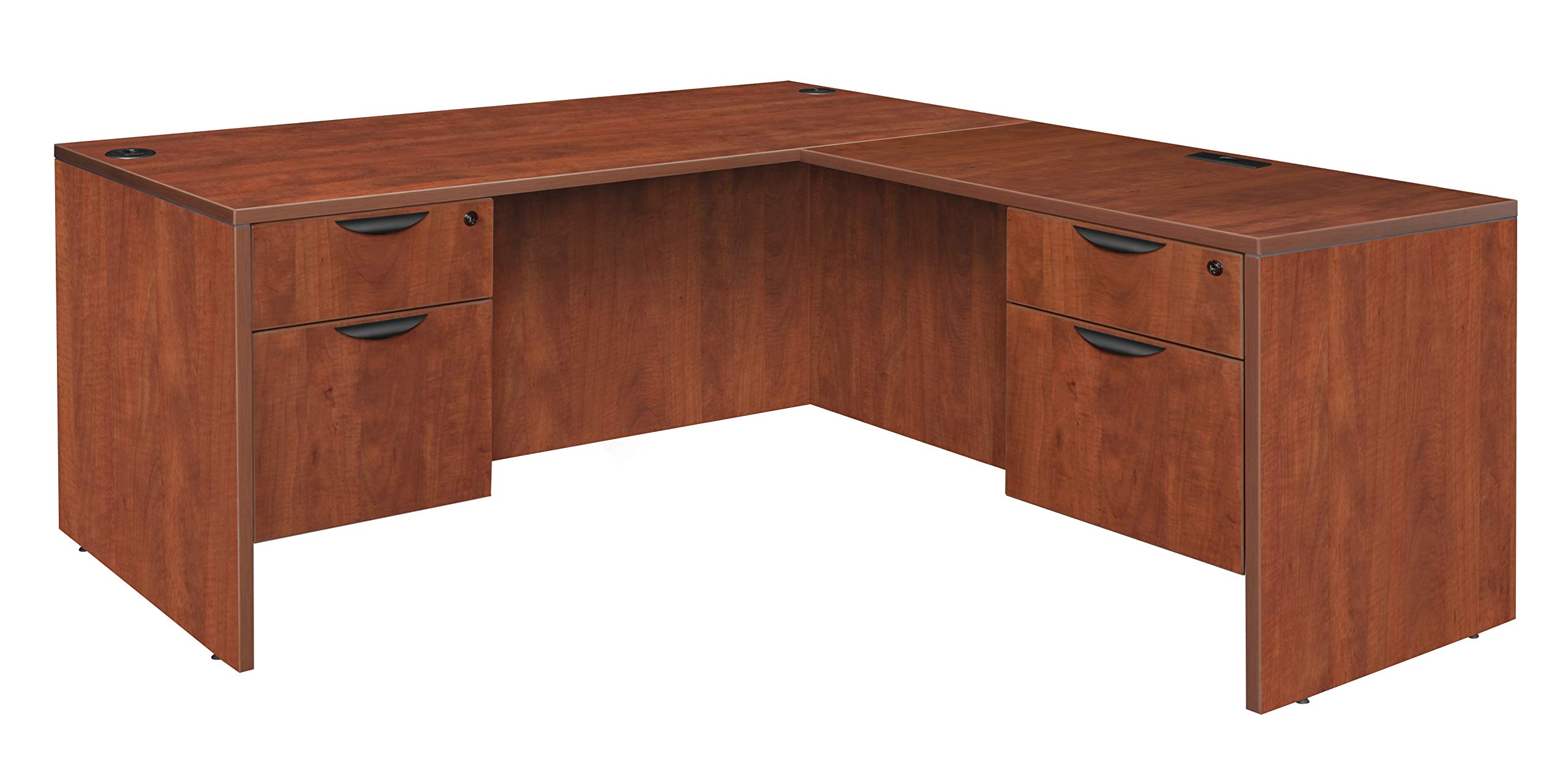 Regency L-Shaped Desk with Double Pedestal - 66 Inch Cherry Wood Office Desk for Home & Business Workspace - Perfect for Small Offices, Study Rooms & Remote Work