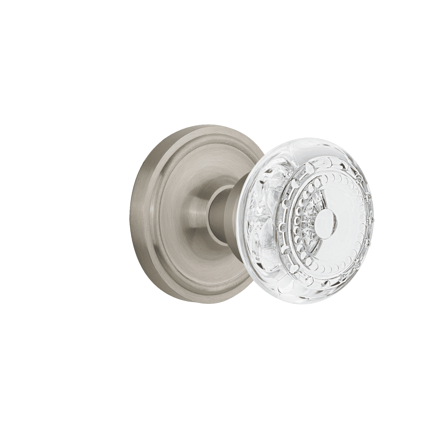 Satin Nickel Crystal Meadows Knob - Classic Rosette Cabinet Hardware for Kitchen, Bathroom & Furniture (Set of 10) - Elegant Drawer Pulls & Door Handles for Home Decor & Renovation