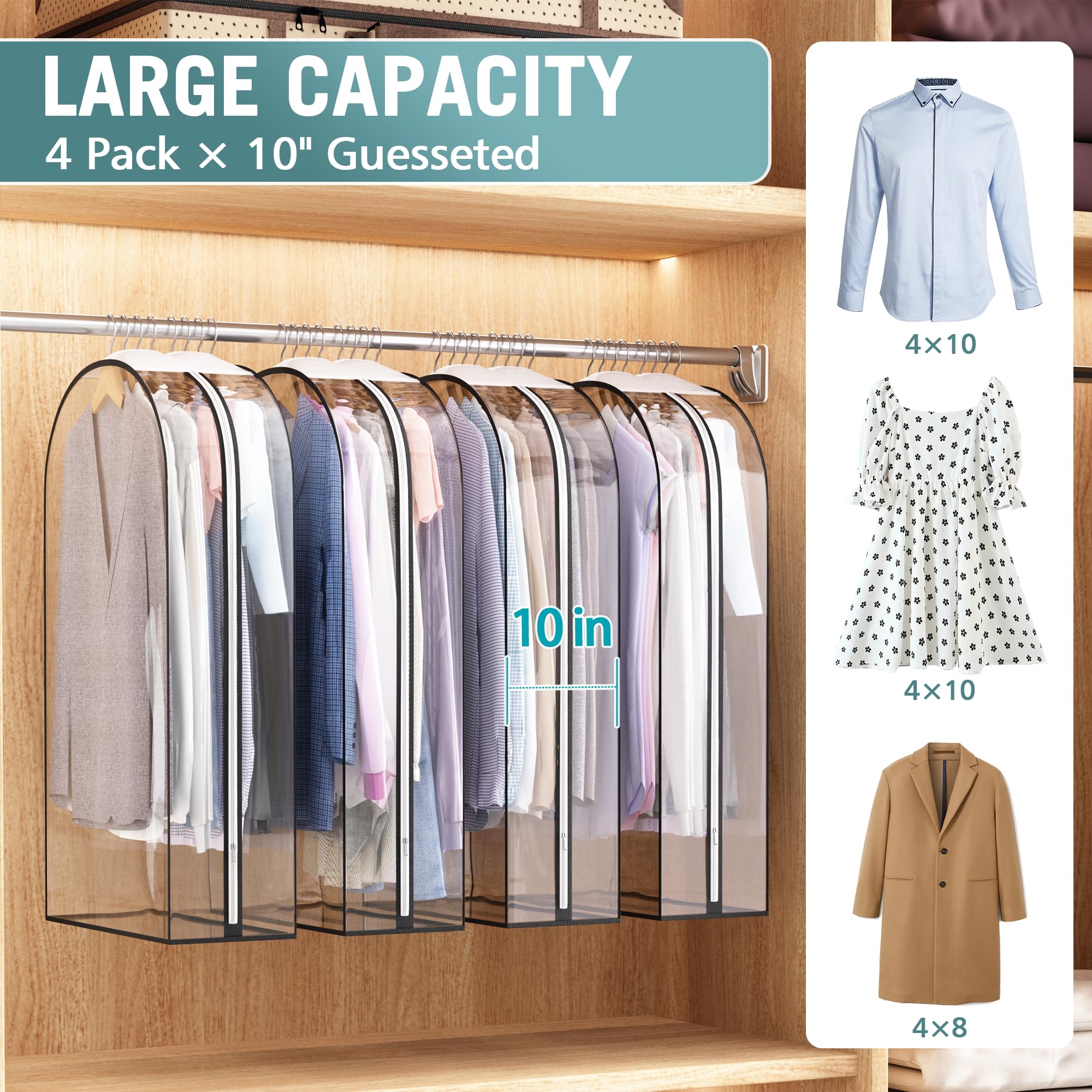 Clear Garment Bags for Hanging Clothes - 10