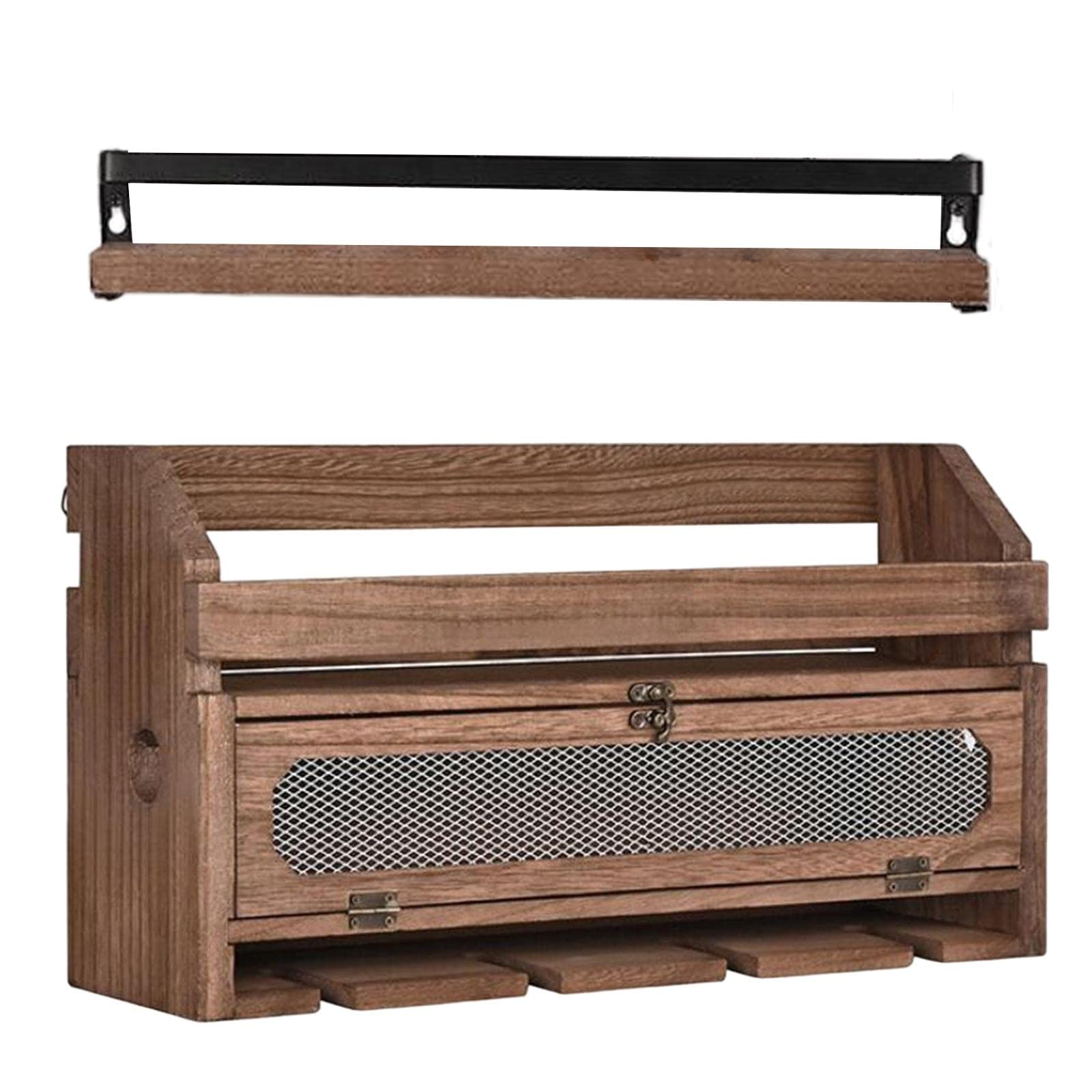 Rustic Wood Wall Mounted Wine Shelves - Floating Wine Bottle & Stemware Glass Rack - Wine Display Storage Holder for Kitchen, Bar, Dining Room, or Home Decor