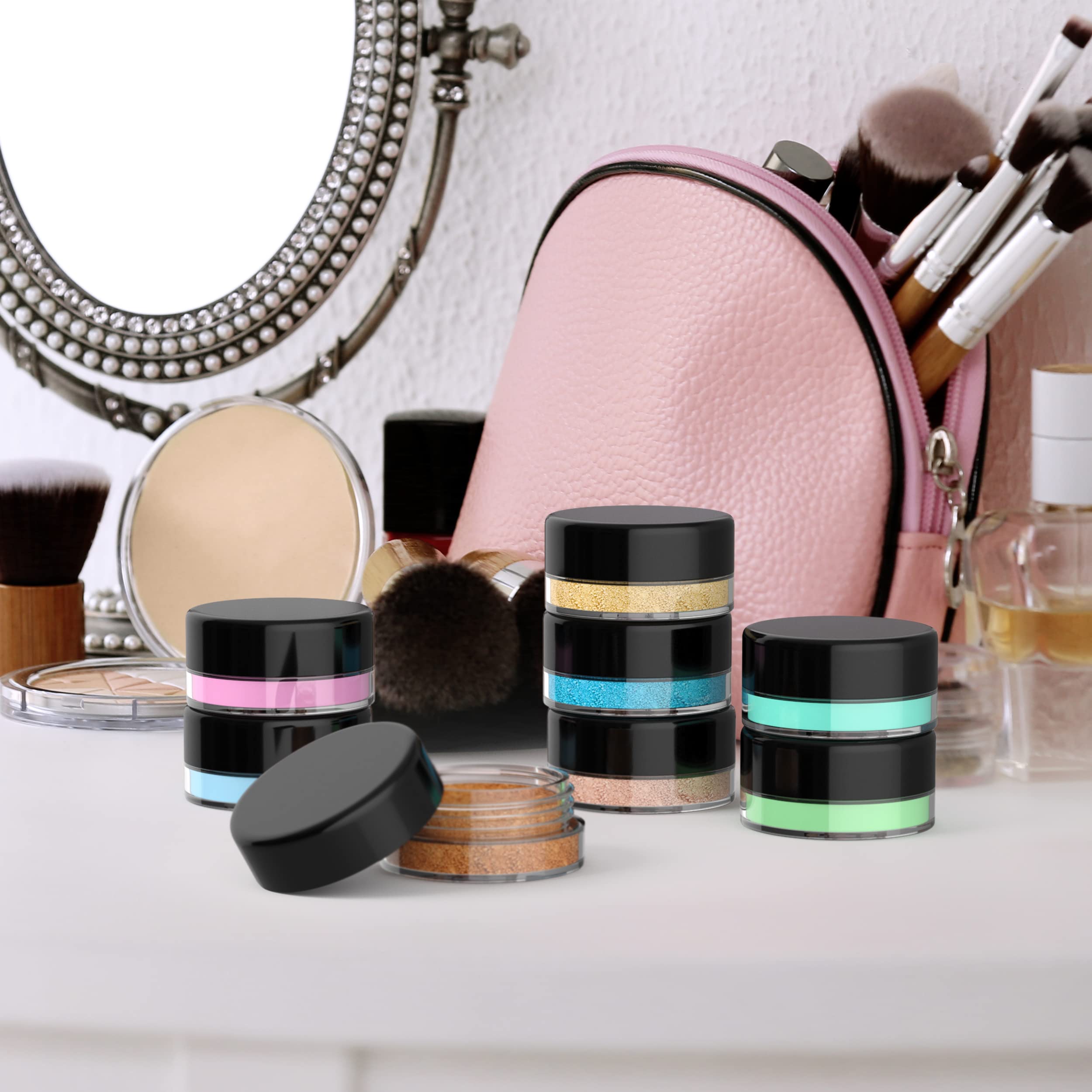 Houseables 3 Gram Empty Plastic Jars with Screw Cap Lids - 2000 Pack BPA-Free Small Round Containers for Cosmetics, Makeup, Eyeshadow, Nail Polish, Powder & Paint - Perfect for DIY Beauty Products, Travel Size Storage & Craft Supplies