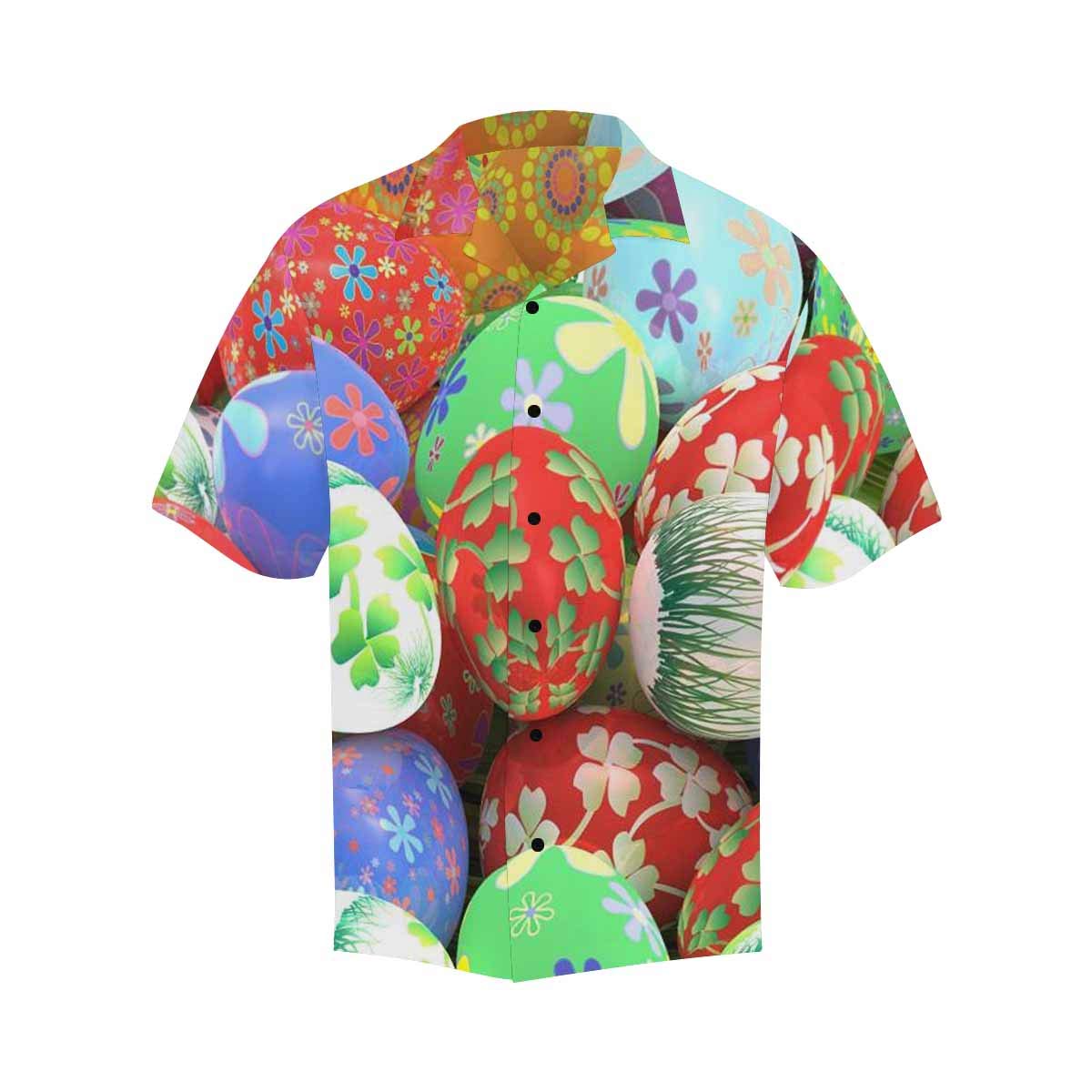 InterestPrint Men's Hawaiian Shirts - Short Sleeve Button Down Polyester Shirt with Easter Eggs & Green Grass Print | Perfect for Beach Vacations, Summer Parties & Tropical Getaways