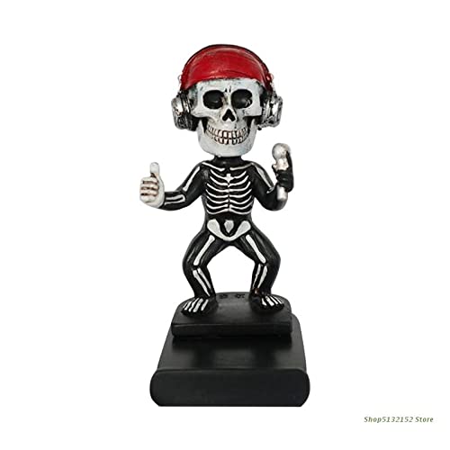 Gothic Skull Statue Resin Phone Holder - Hip Hop Monkey Sculpture & Skeleton Singer Decor for Car, Desk, Office | Unique Gothic Home Decor for Music Lovers & Halloween Party Decoration