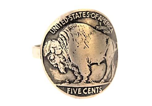 Authentic Buffalo Indian Nickel Coin Signet Ring - Sterling Silver Size 10.5 - Perfect for Bison Lovers, Bikers & Western Style Enthusiasts - Great for Everyday Wear, Gift Giving & Special Occasions