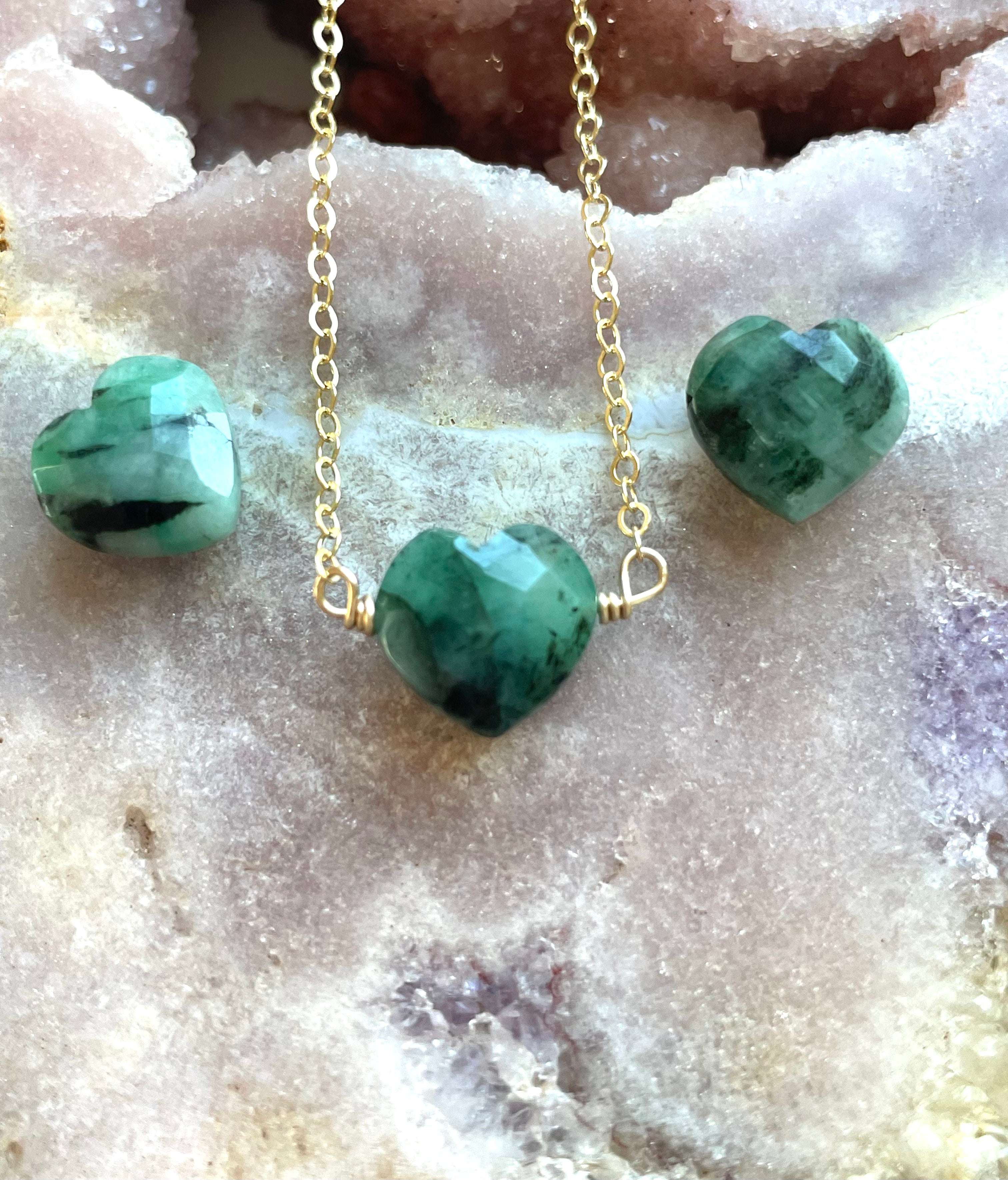 Emerald Heart Pendant Necklace - 14K Gold Plated Sterling Silver Jewelry for Women - Perfect Gift for Valentine's Day, Anniversary & Birthday - Elegant Necklace for Everyday Wear & Special Occasions