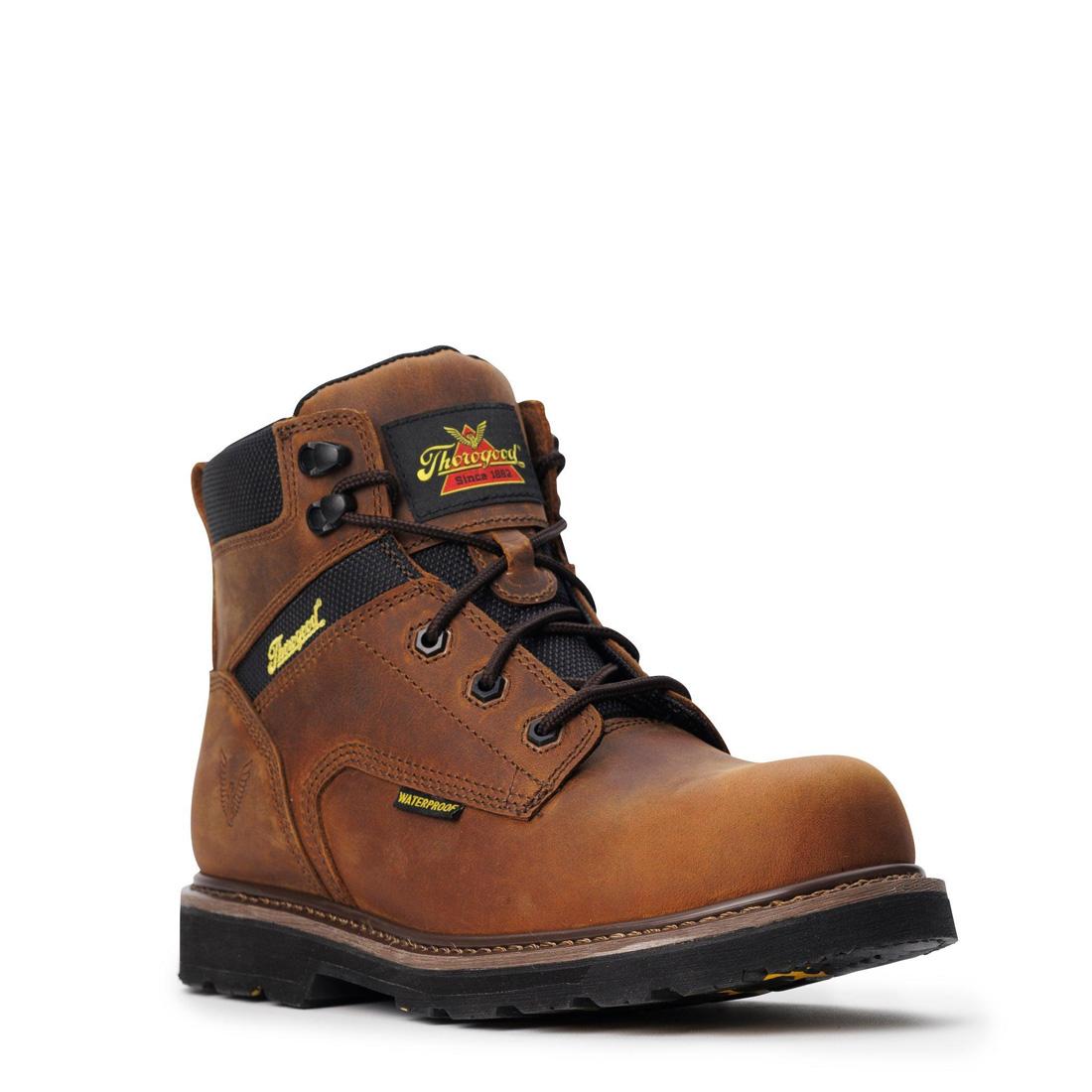 Jobsite Series 6 Composite Toe Waterproof Work Boots - Crazy Horse Leather for Construction & Outdoor Safety