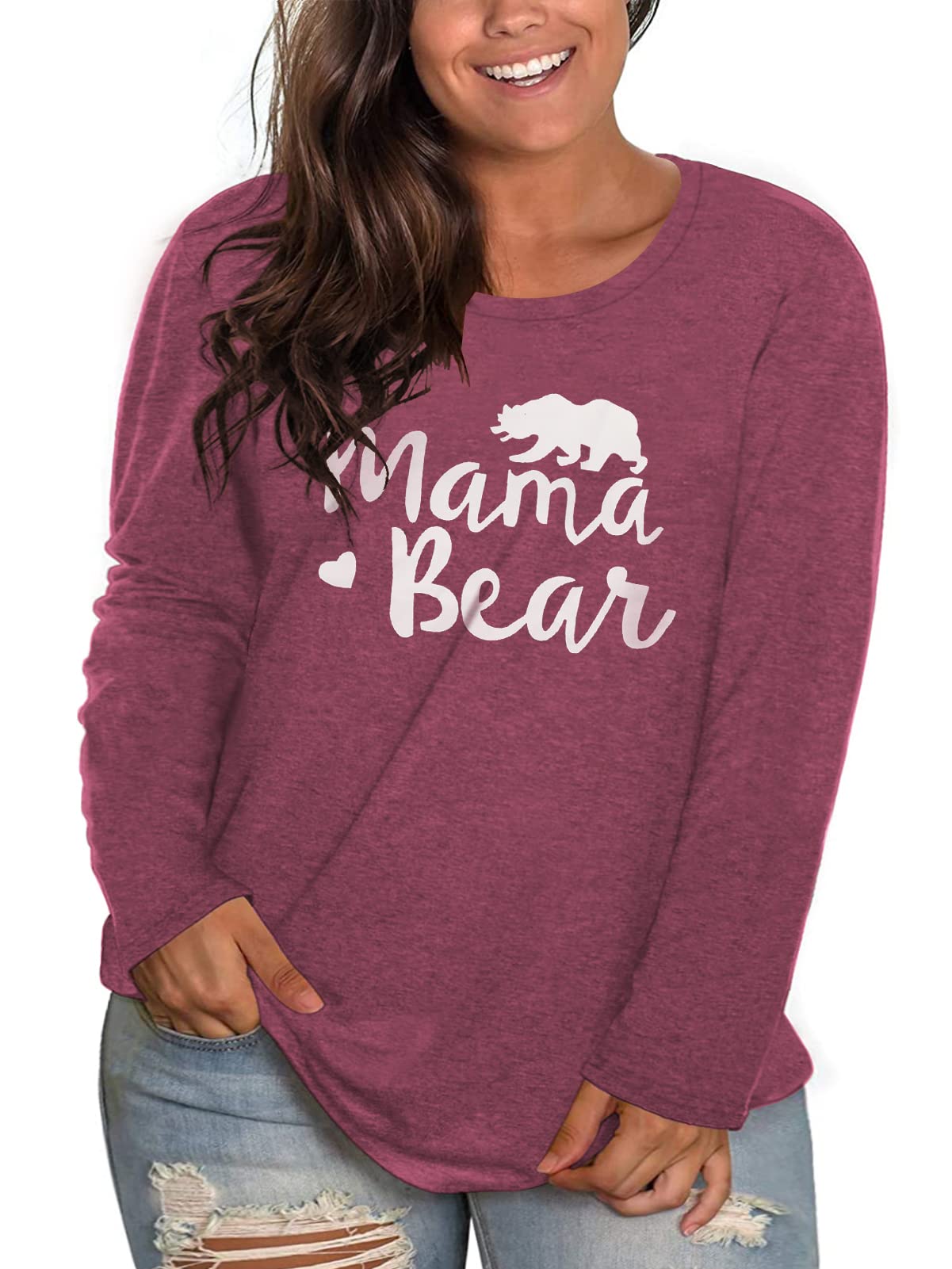 FERYSHE Women's Plus Size Graphic Tees - Long Sleeve Good Vibes Shirt for Casual Wear, Street Style & Everyday Comfort | Trendy Fall & Winter Tops for Curvy Women