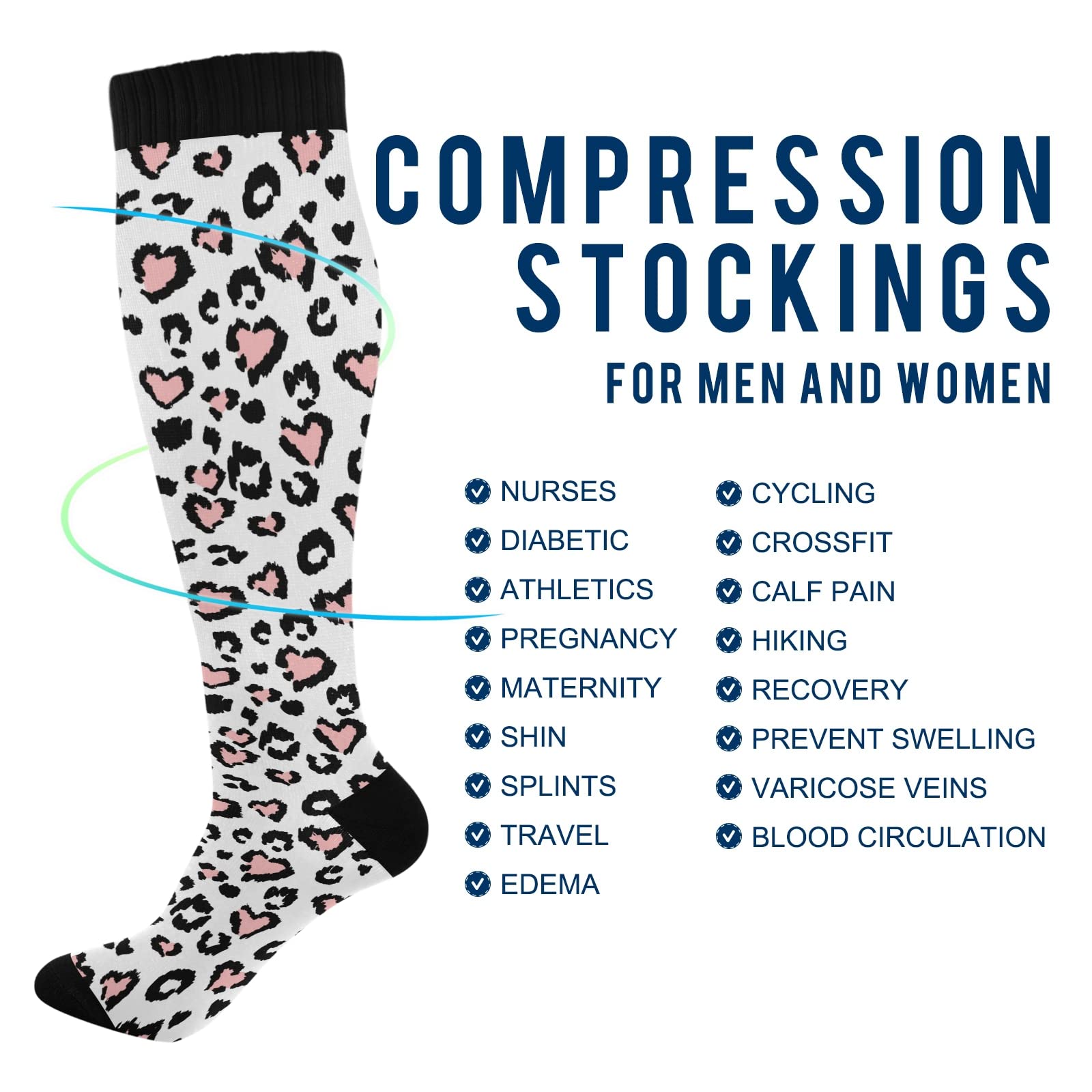 ODAWA Nautical Striped Compression Socks for Women & Men - Knee High Support Socks for Running, Hiking & Winter Sports - Improve Circulation & Reduce Fatigue