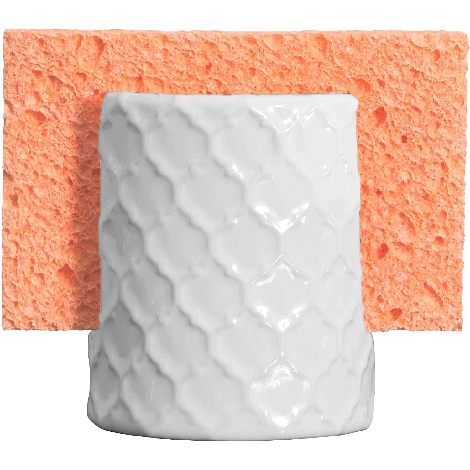 Rustic White Ceramic Sponge Holder for Kitchen Sink - Farmhouse Style Home Decor by Home Acre Designs - Perfect for Kitchen Organization & Dishwashing Station