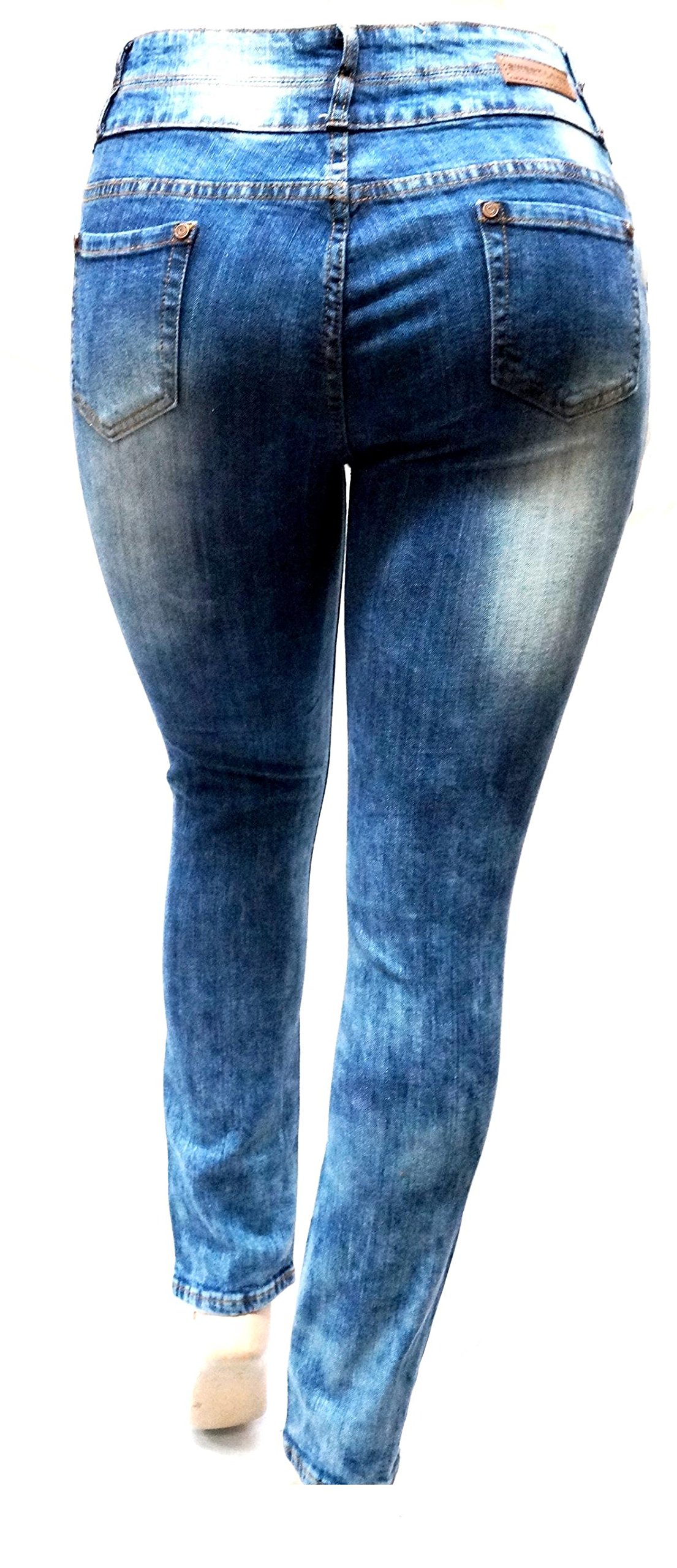 Jack David 1826 Women's Plus Size Stretchy Ripped Skinny Jeans - High Waist Distressed Denim Pants for Casual Wear & Street Style Fashion