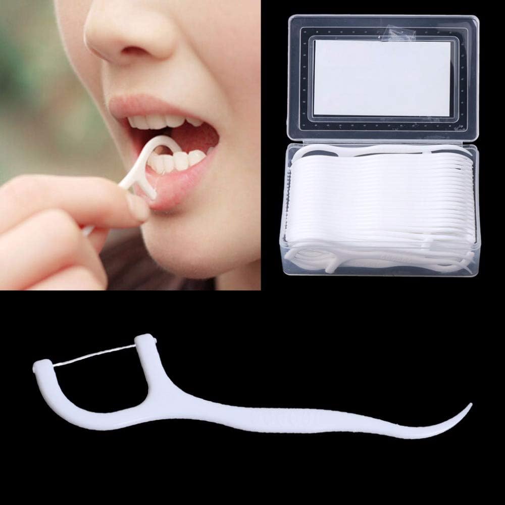 YIMART 100 Count Dental Floss Picks - Mint Flavored Flossers for Teeth Cleaning, Interdental Brush & Oral Hygiene Care | Travel-Friendly, On-the-Go Dental Floss Sticks for Fresh Breath at Home, Office or Gym