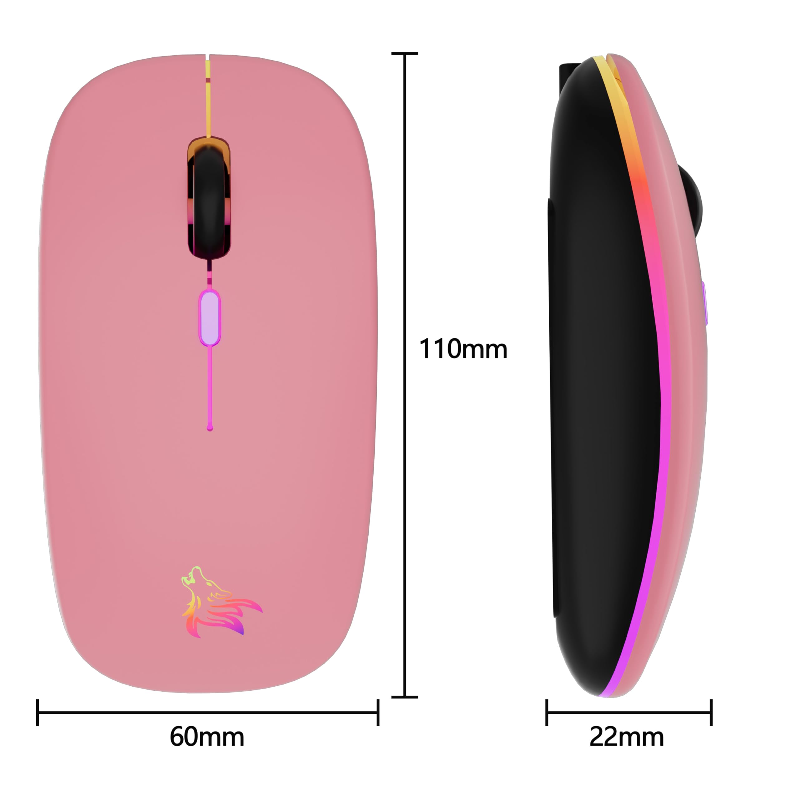 Wireless Rechargeable Gaming Mouse - 7-Color RGB Backlit, 2.4GHz USB, for PC/Laptop/iPad - Perfect for Work & Gaming