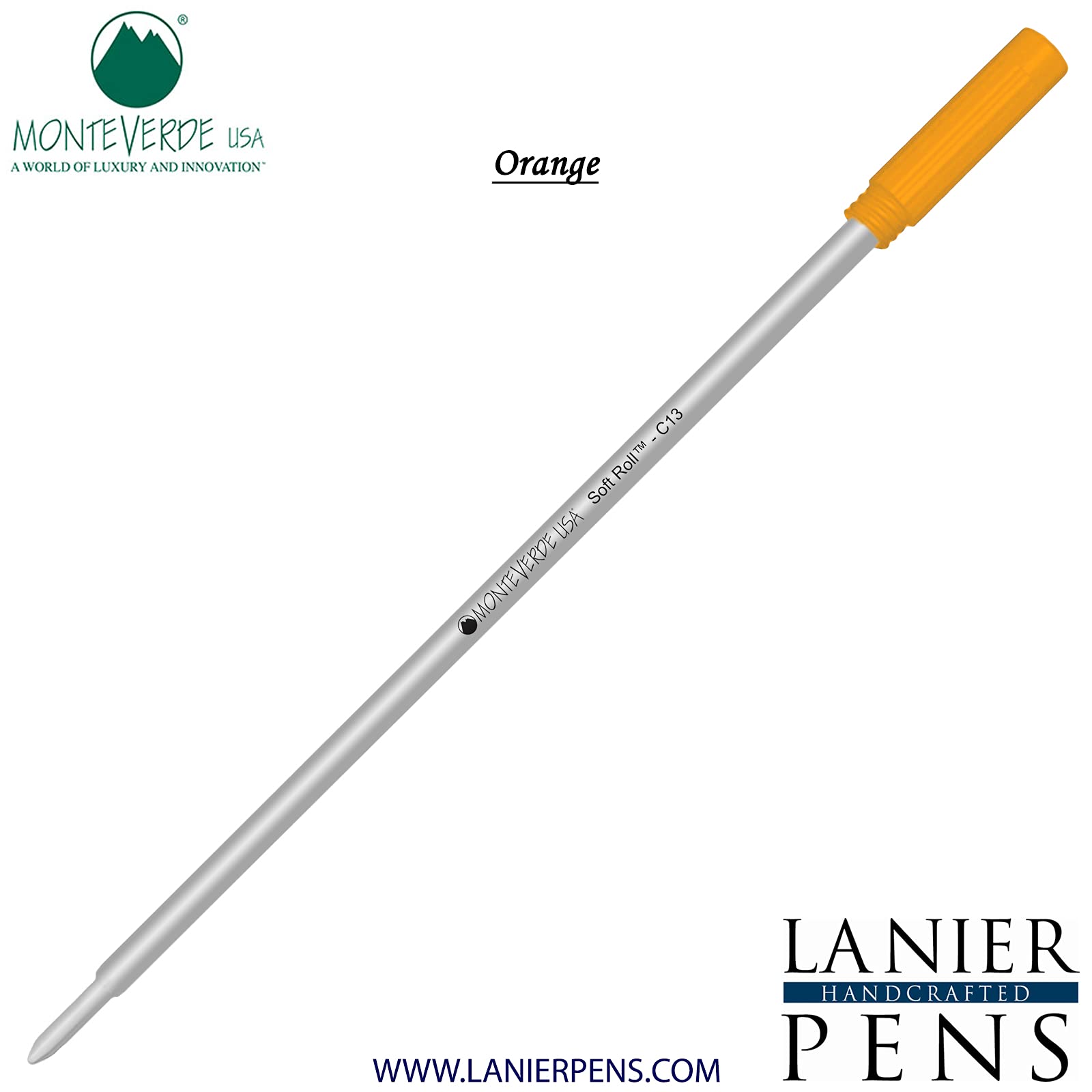 Monteverde Orange Soft Roll Ballpoint Refill for Cross Pens - Smooth Writing Replacement Ink Cartridge for Office, School & Everyday Use
