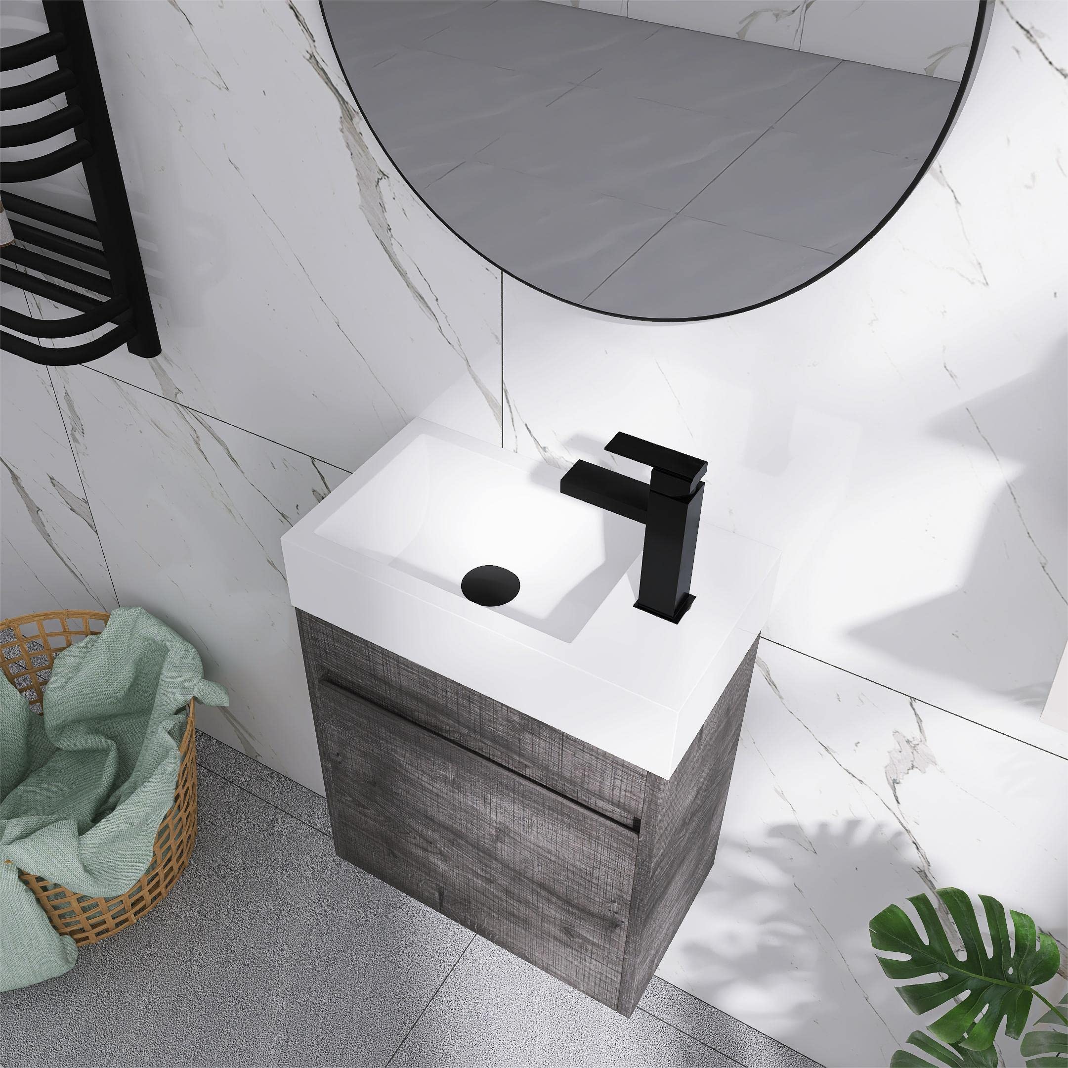 18 Inch Modern Floating Bathroom Vanity with Sink - Soft Close Single Sink Bathroom Cabinet (PGO, 18x10) - Perfect for Small Bathrooms, Powder Rooms & Space-Saving Home Decor