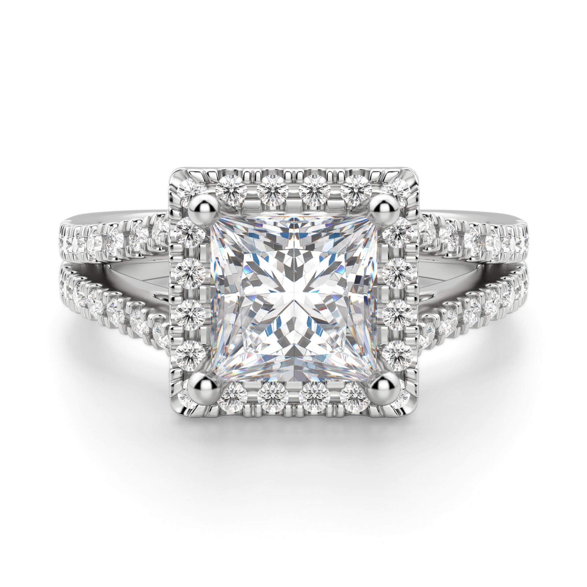 2 CT Princess Cut Moissanite Engagement Ring & Wedding Bridal Set - Solitaire Halo Diamond Anniversary Ring - Vintage Silver Promise Ring for Women - Perfect for Proposals, Weddings & Special Occasions