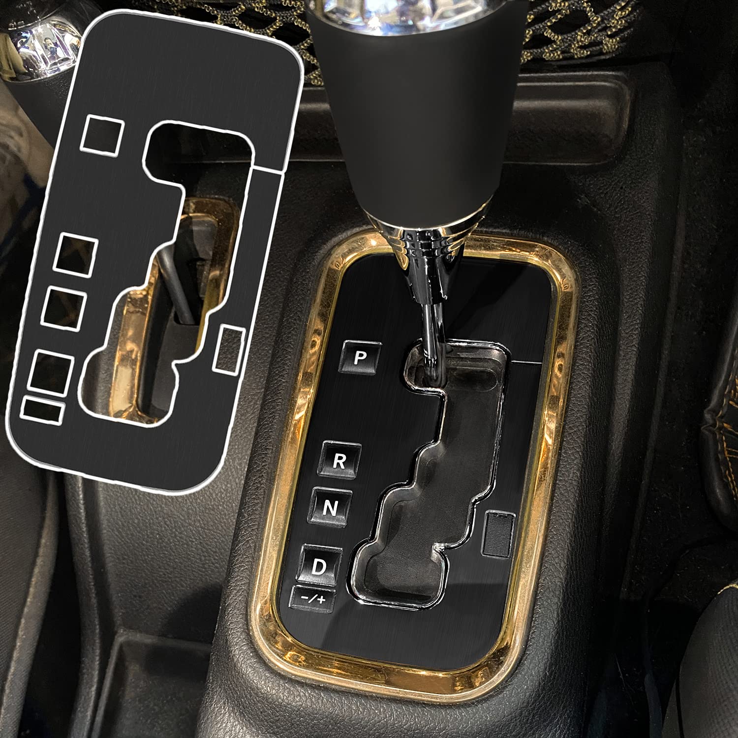 MOEBULB Jeep Wrangler Gear Shift Box Frame Cover Trim Sticker - Aluminum Inner Accessories Protection Compatible with 2012-2018 Models (Black) | Durable Interior Upgrade for Off-Road Adventures & Daily Driving