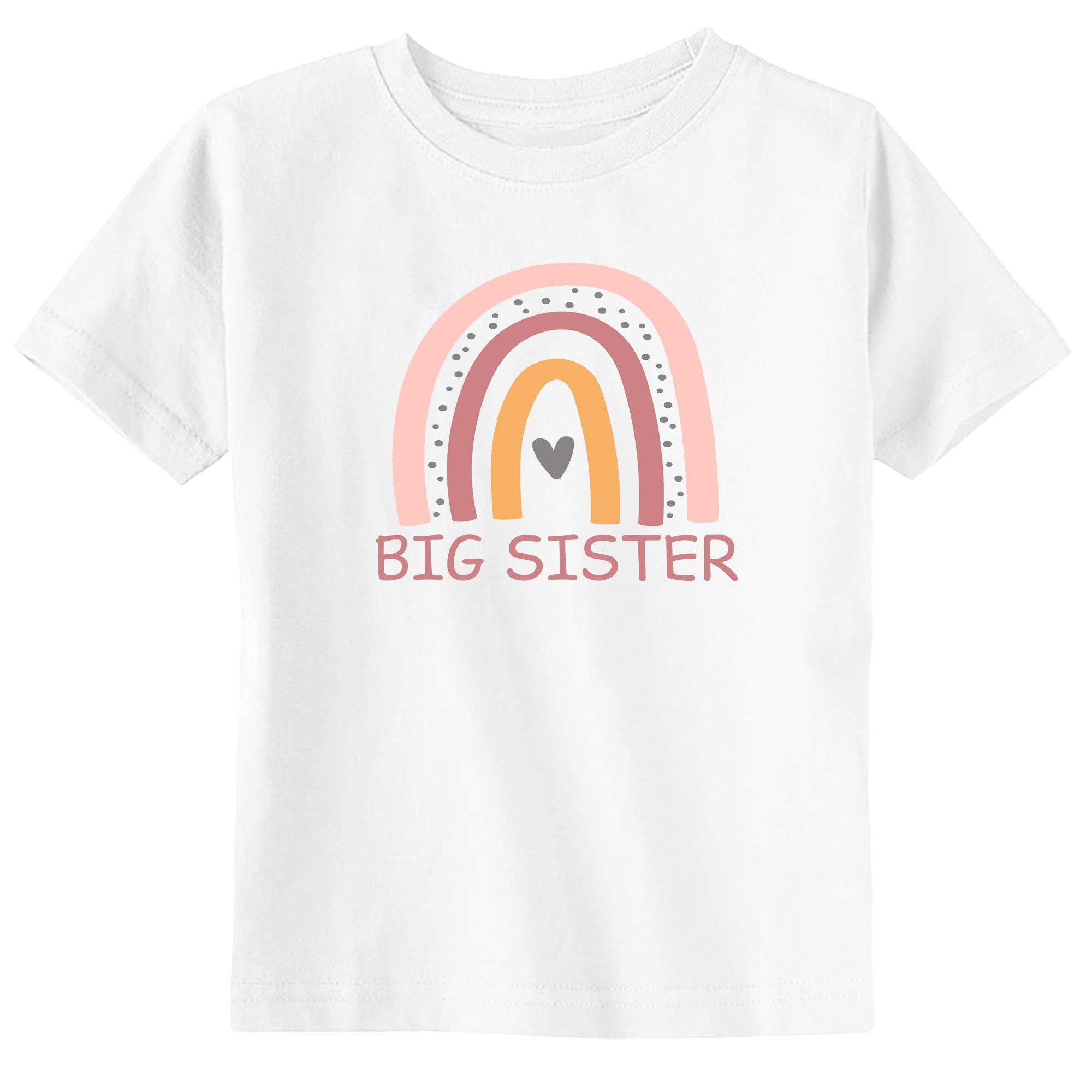 Little Spunkies Big Sister Rainbow Girl Toddler & Youth T-Shirt - Cute Sibling Matching Outfit for Family Photos & Special Occasions