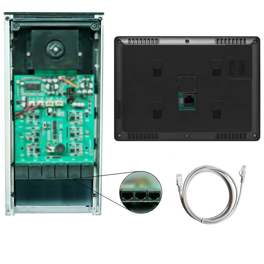 Upgrade 4 Units Apartment Intercom System - 7 Inch Touch Screen Video Door Phone Kit with Ethernet Cable Connection, Single Power Supply & ID Keyfobs for Home Security | Smart Access Control for Apartments, Condos & Gated Communities