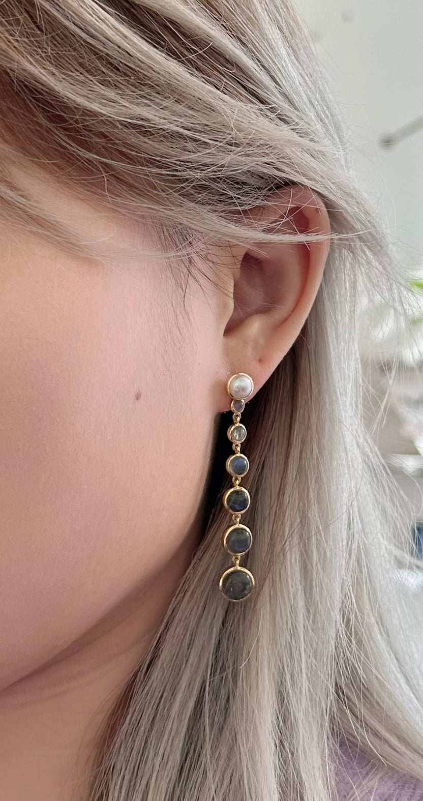 Stunning Freshwater Pearl & Labradorite Statement Earrings for Women | Elegant Dangle Drop Jewelry for Parties, Weddings & Special Occasions