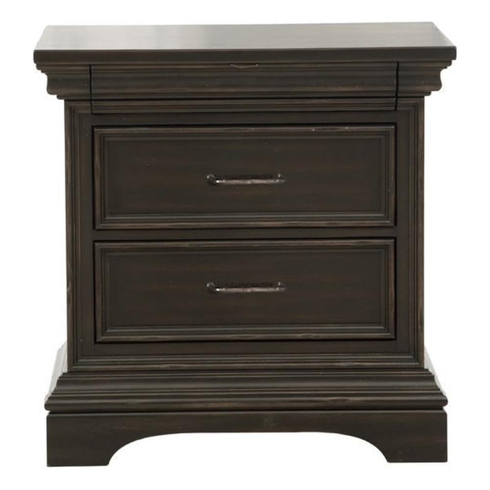 Pulaski Furniture Caldwell 2-Drawer Solid Wood Nightstand in Deep Brown - Perfect for Bedroom Storage and Home Decor