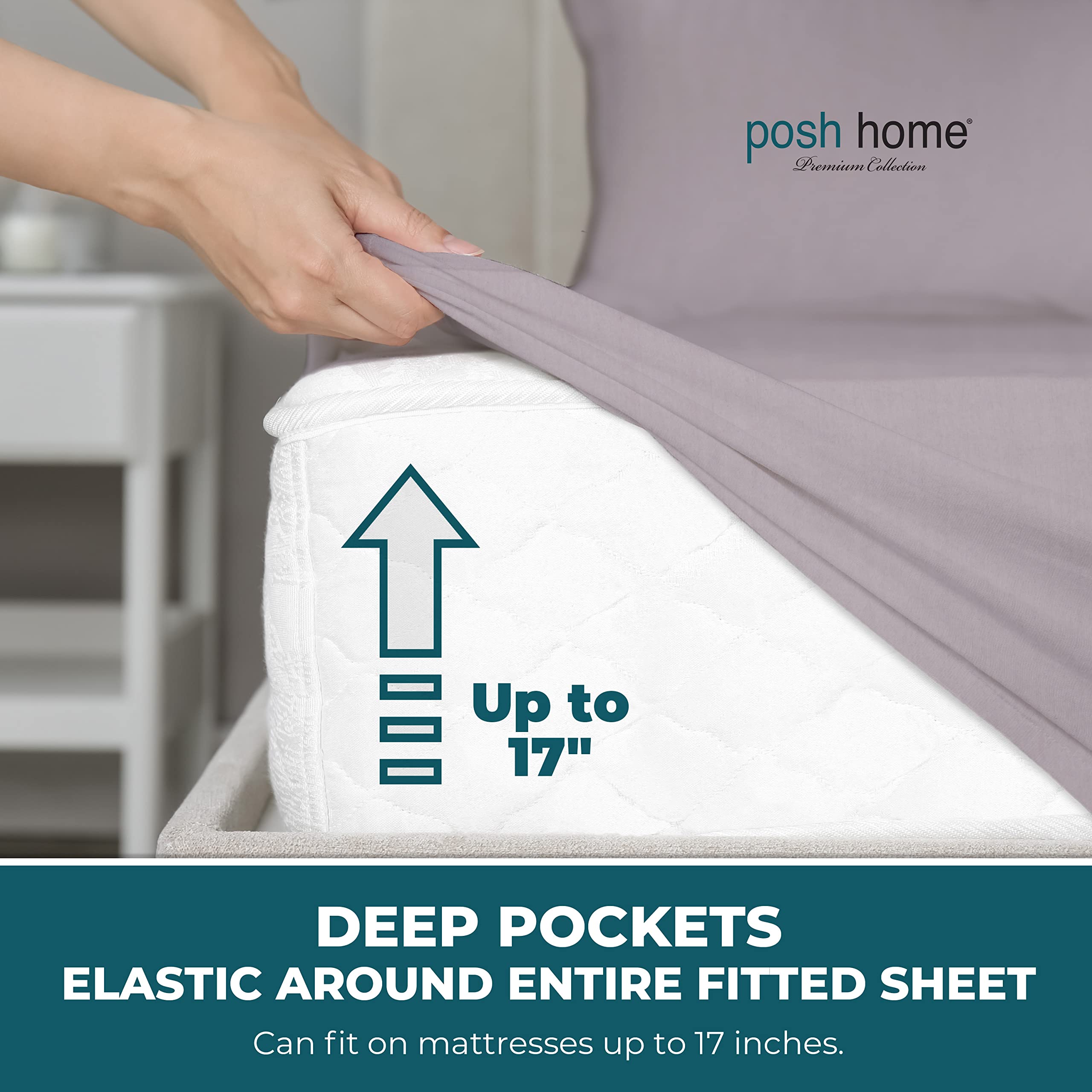 Posh Home Jersey Knit Sheet Set – 4-Piece Soft & Breathable Cotton Jersey Bed Sheets for Queen Size Bed – Includes Flat Sheet, Fitted Sheet & 2 Pillowcases – Lilac Haze – Perfect for Cozy Nights & All-Season Comfort