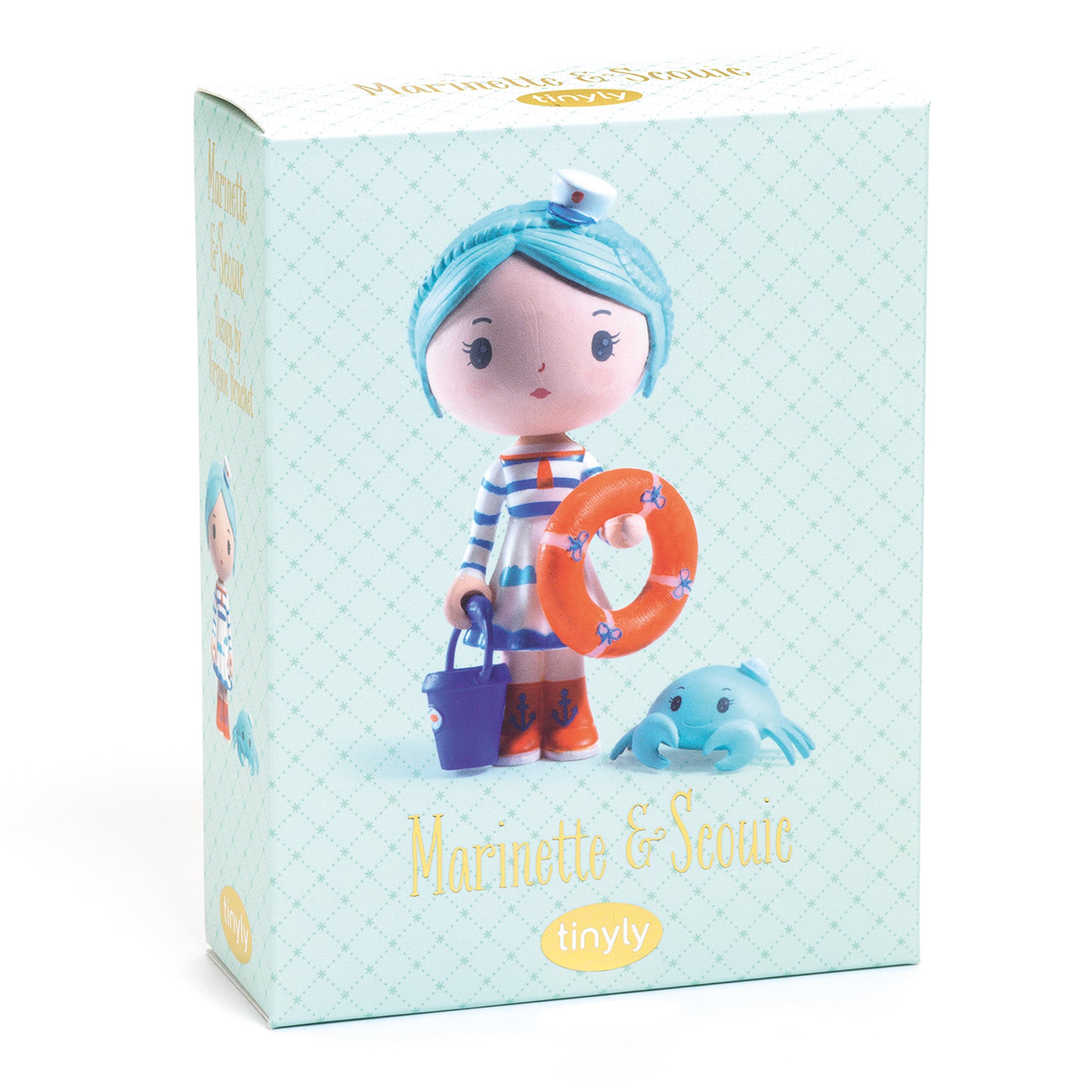 Djeco Tinyly Marinette & Scouic - Adorable Wooden Pull Toy for Toddlers | Perfect for Early Learning & Imaginative Play | Birthday Gift for 1-3 Year Olds