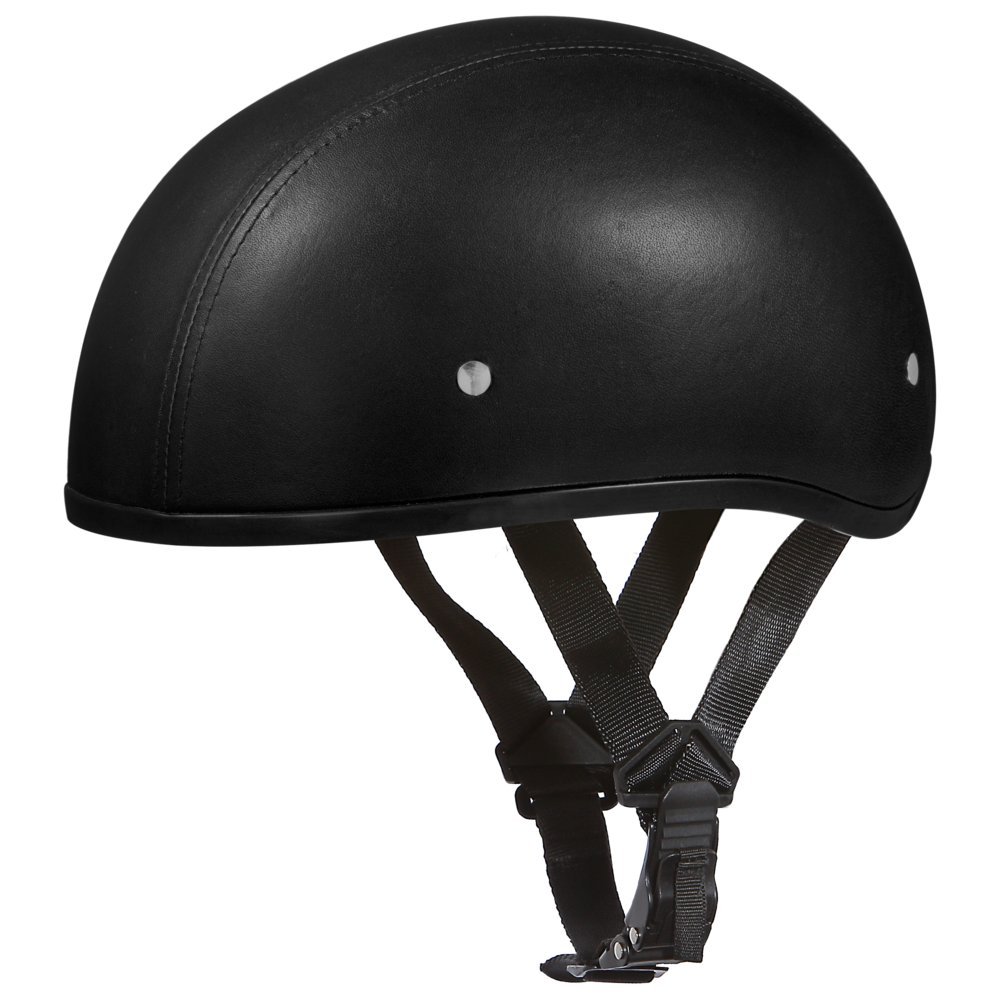 Daytona Half Skull Cap Motorcycle Helmet - DOT Approved Leather Design for Safety & Style - Perfect for Cruiser, Chopper & Vintage Bike Riders
