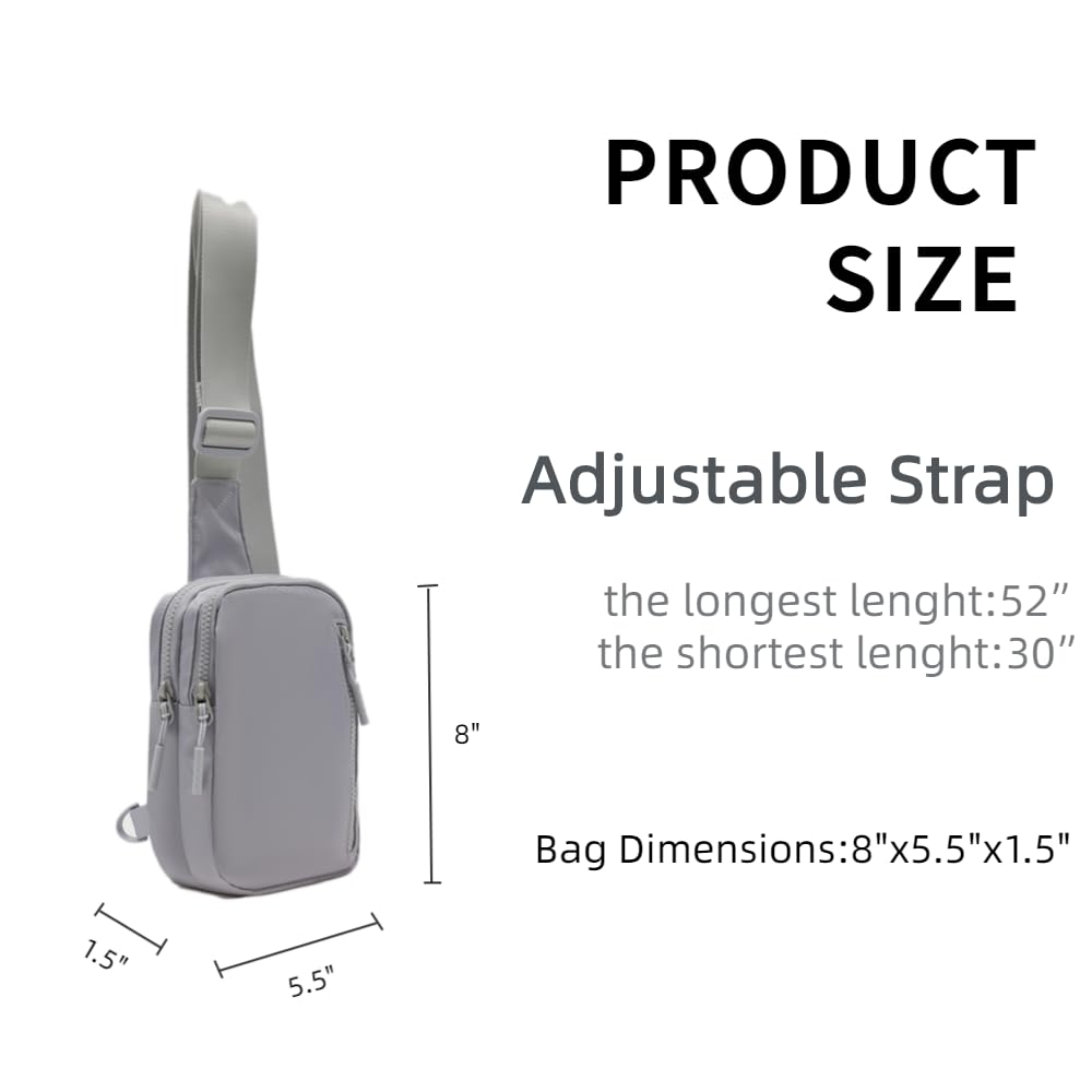 VAKAER Women's Small Crossbody Bag - Convertible Adjustable Strap Sling Purse for Travel, Hiking & Everyday Use (Light Gray) | Perfect for Work, Shopping & Outdoor Adventures