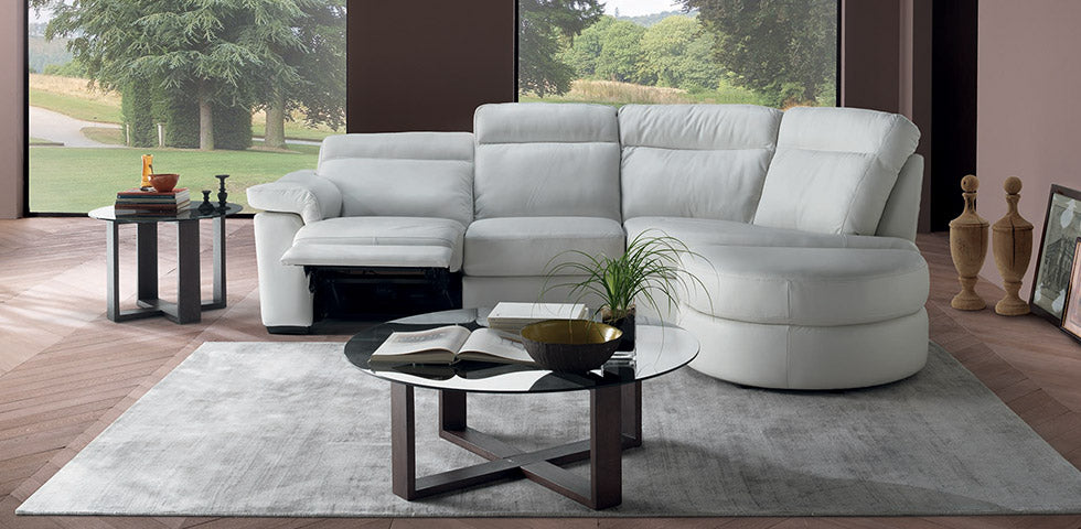 Natuzzi Editions B757 Brivido Power Recliner Sofa - Modern Leather Reclining Sectional for Living Room, Home Theater & Relaxation
