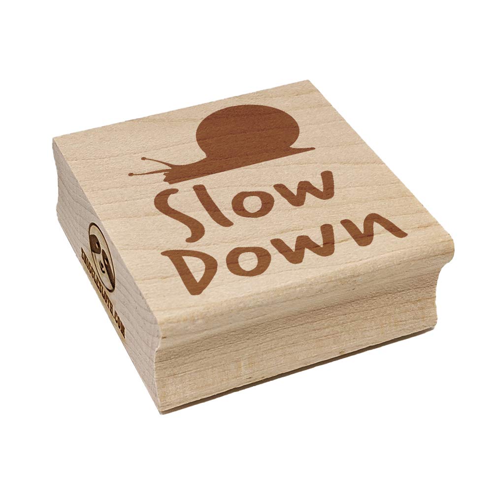 Snail Teacher Motivational Rubber Stamp for Crafting - 2.75 Inch Large Square Stamp for DIY Projects, Scrapbooking & Card Making - Slow Down Inspirational Message