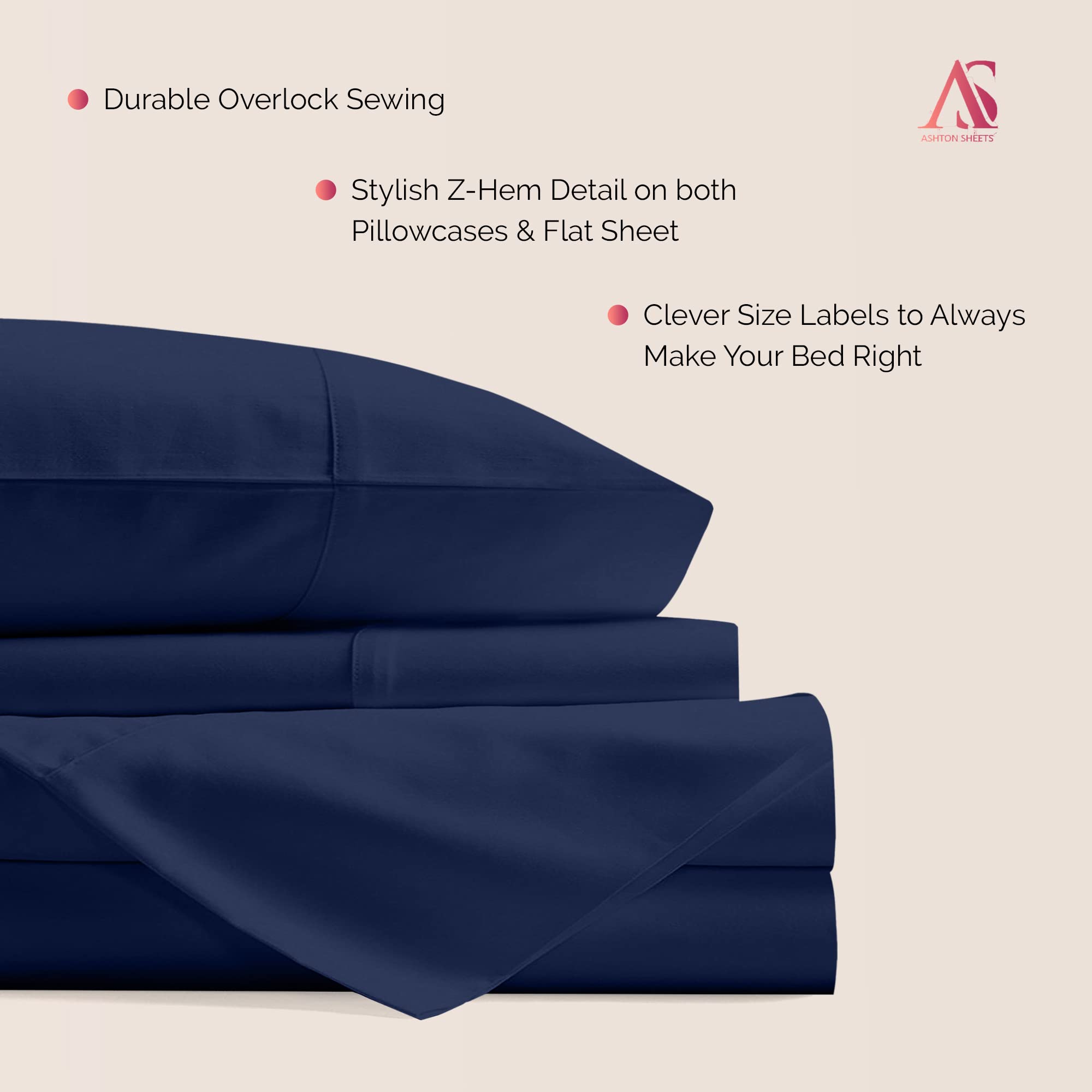 Premium 100% Egyptian Cotton California King Sheet Set - 1000 Thread Count, 4-Piece Cooling Sateen Bedding in Navy Blue | Luxury Soft & Breathable Sheets for Hot Sleepers, Master Bedroom Upgrade