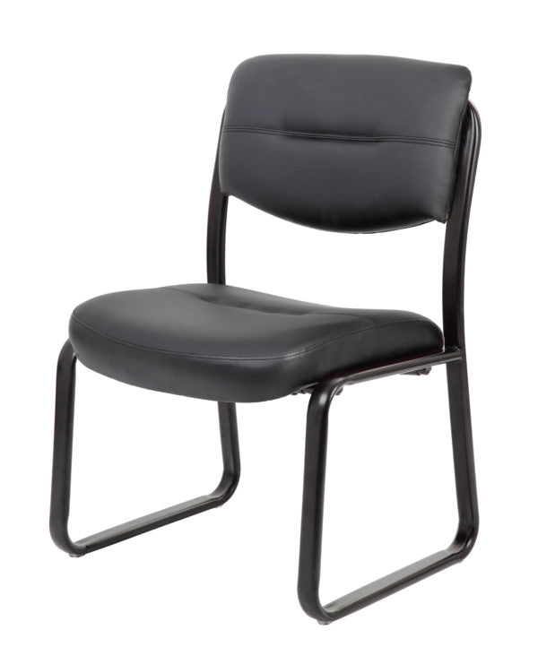 Boss B9539 Armless Leather Sled Base Side Chair - Modern Office & Dining Room Accent Chair for Home & Workspace